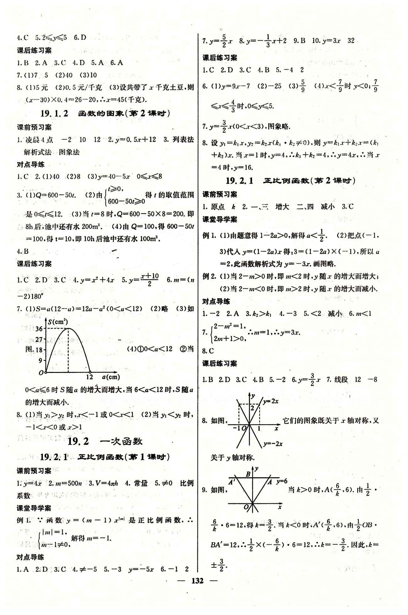 2015 課堂內(nèi)外八年級(jí)下數(shù)學(xué)希望出版社 第十九章　一次函數(shù) [2]