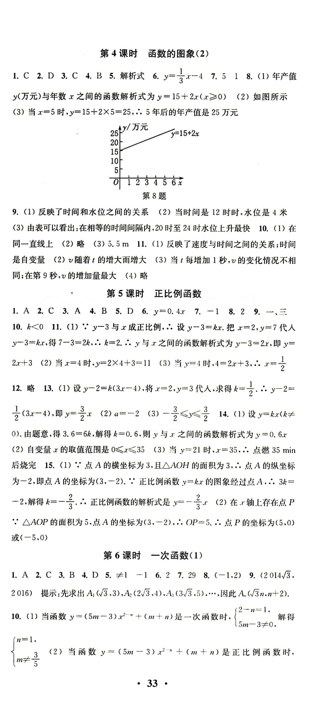 2015 通城学典 活页检测卷八年级下数学延边大学出版社 第十九章　一次函数 [2]