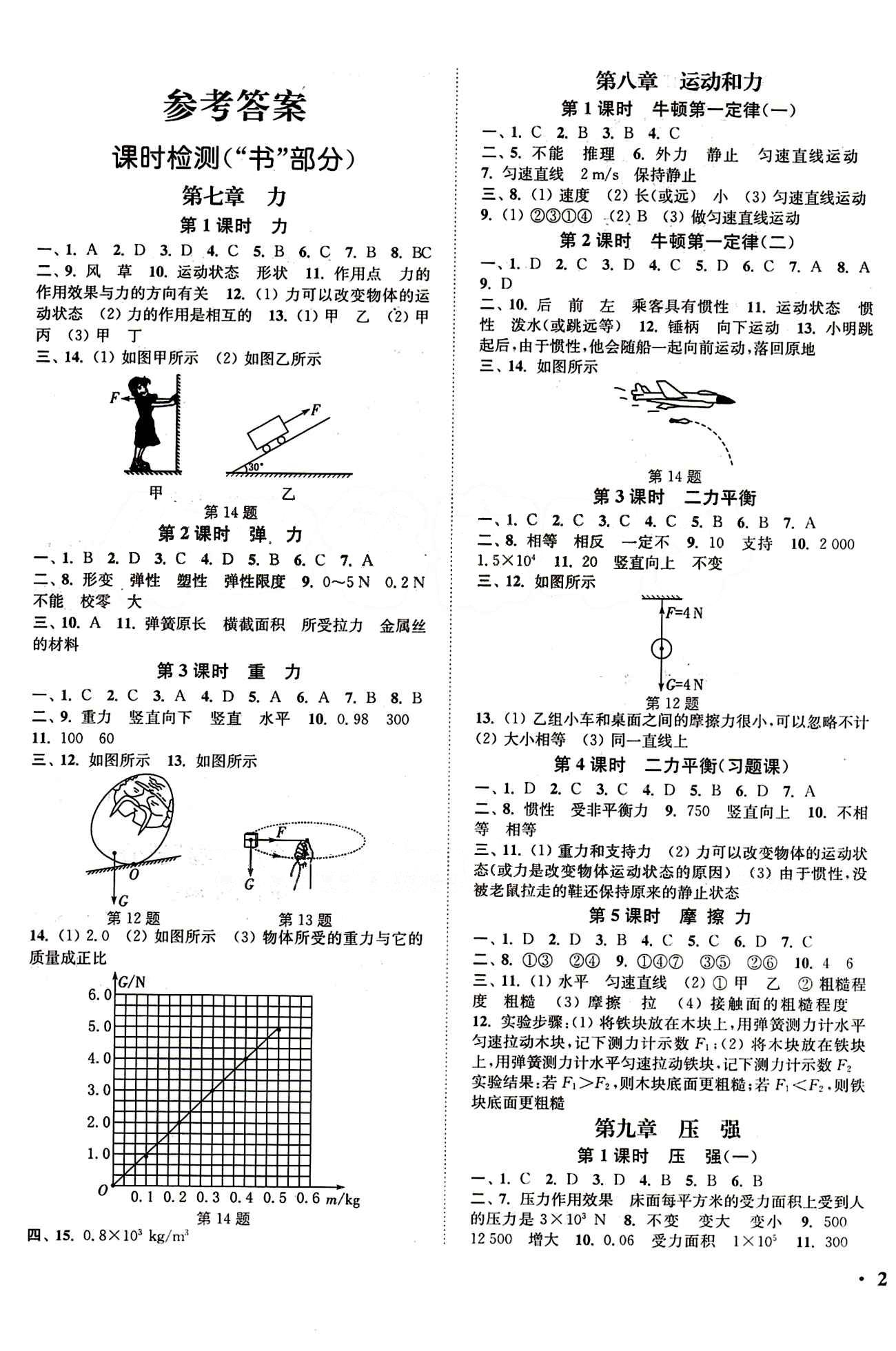 2015 通城学典 活页检测卷八年级下物理延边大学出版社 课时检测 [1]