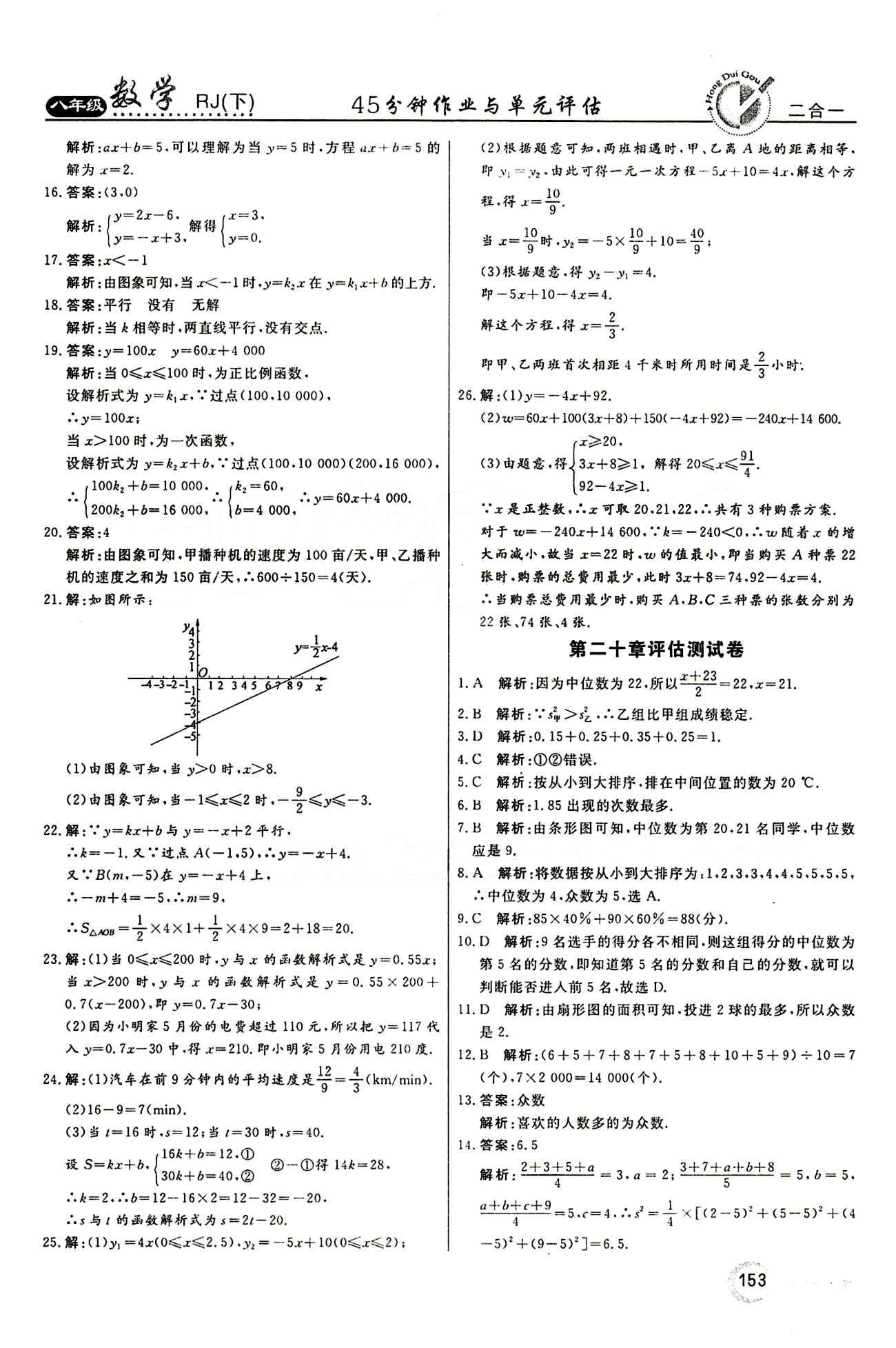 2015 紅對(duì)勾45分鐘 作業(yè)與單元評(píng)估八年級(jí)下數(shù)學(xué)河南科學(xué)技術(shù)出版社 評(píng)估測(cè)試卷 [7]