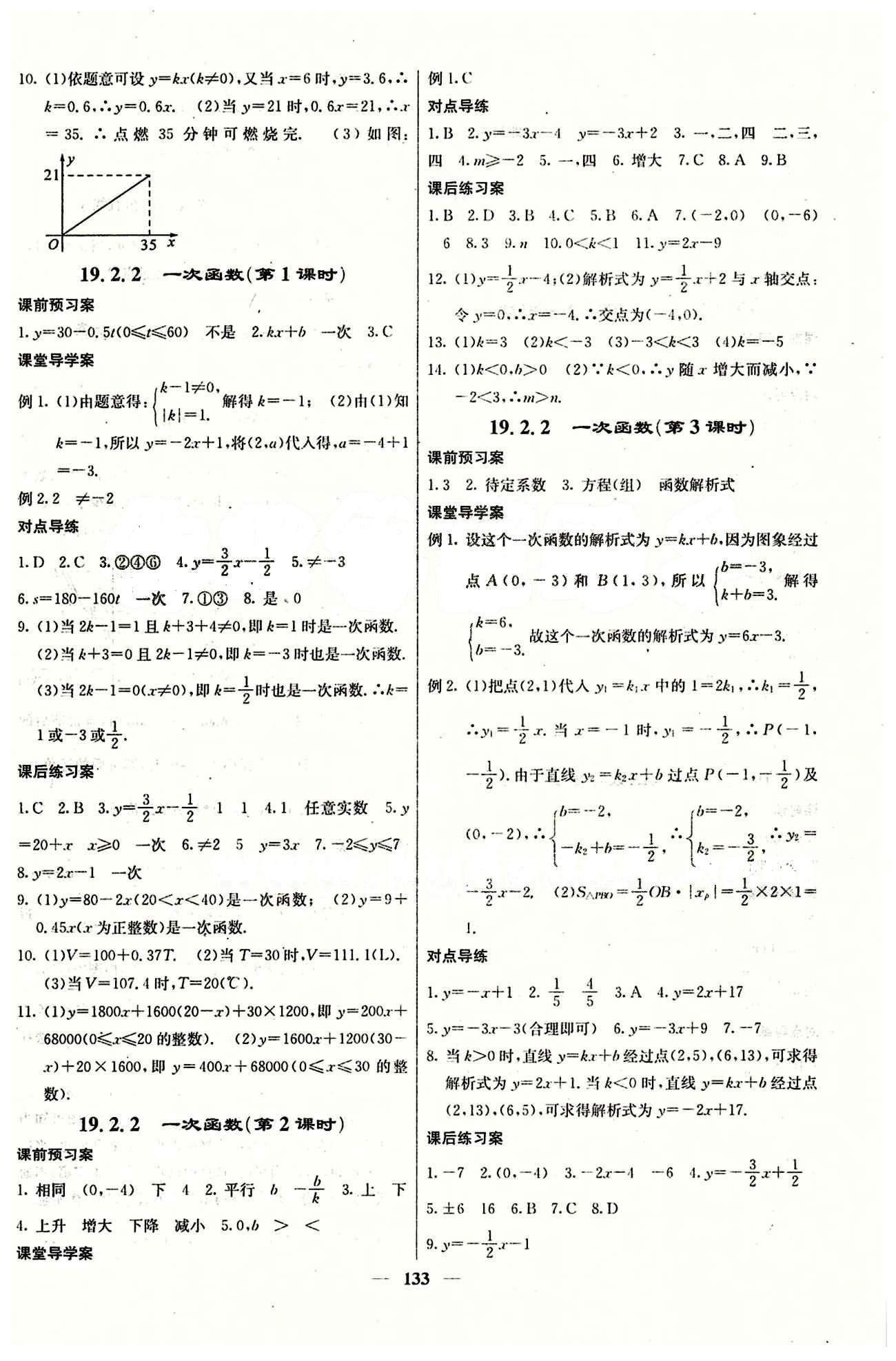 2015 課堂內(nèi)外八年級下數(shù)學(xué)希望出版社 第十九章　一次函數(shù) [3]