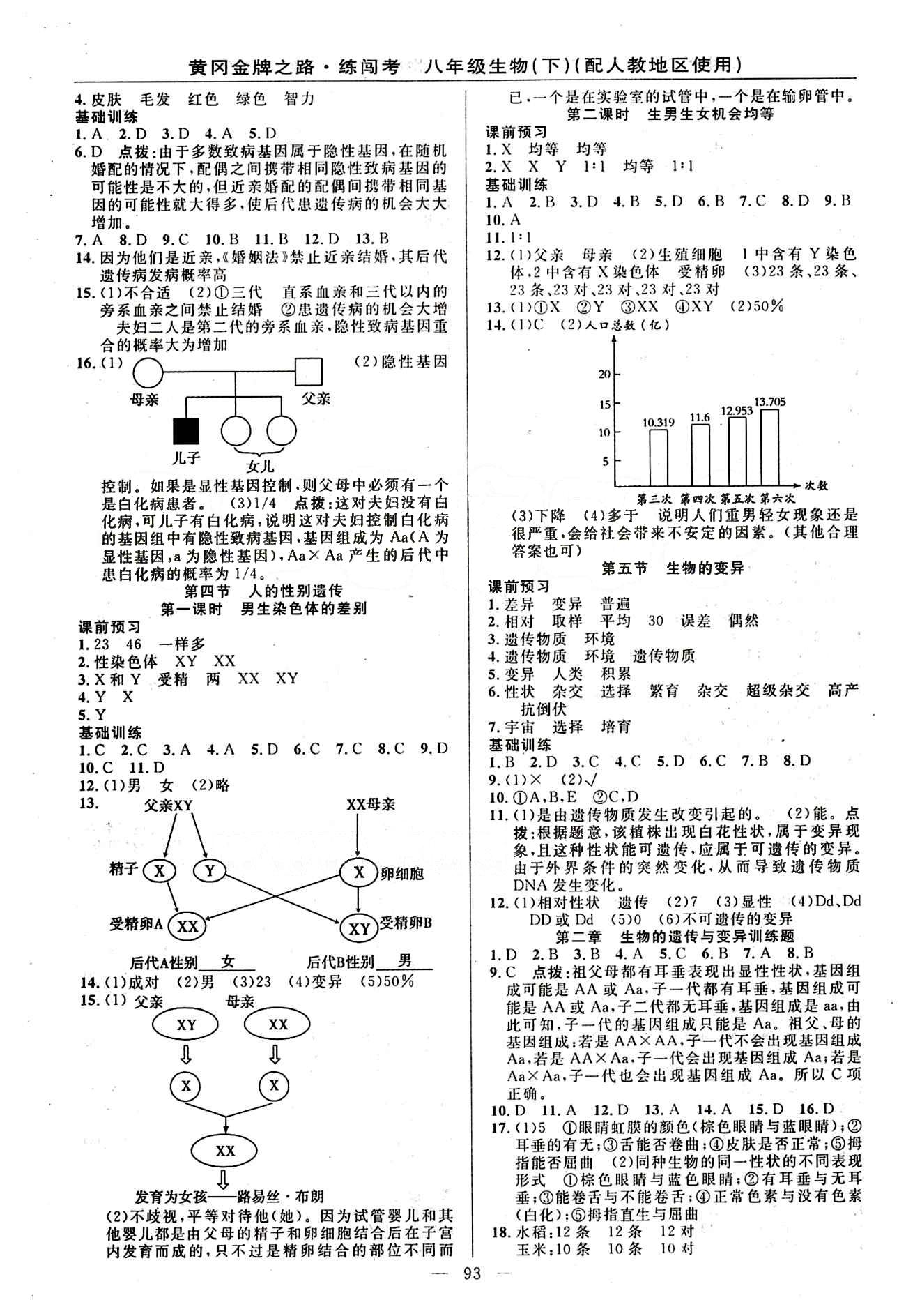 2015 黄冈金牌之路 练闯考八年级下生物新疆新少年出版社 第七单元 生物圈中生命的延续和发展 [3]