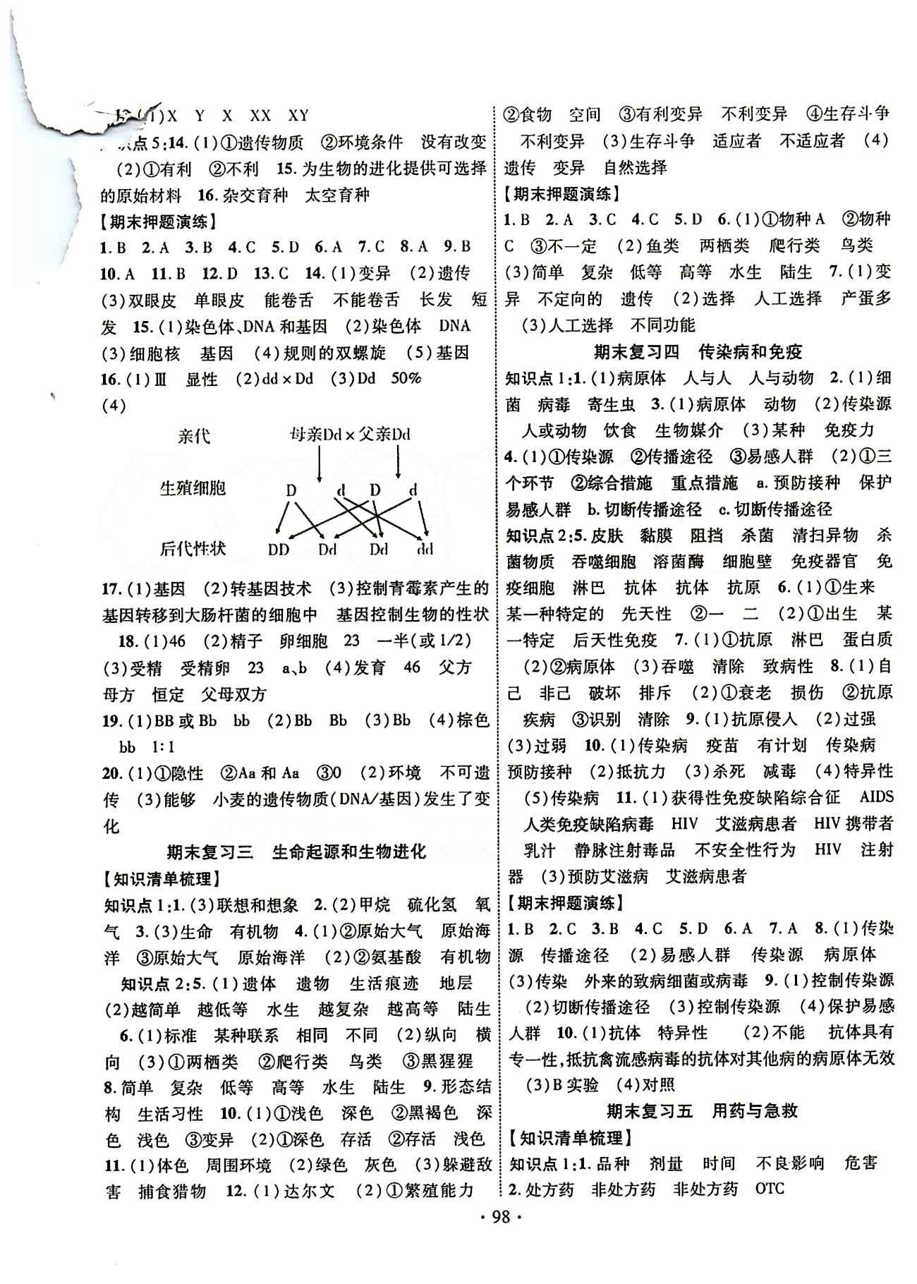 2015年暢優(yōu)新課堂八年級生物下冊人教版 第二部分 考前復(fù)習(xí)兩周通 [2]