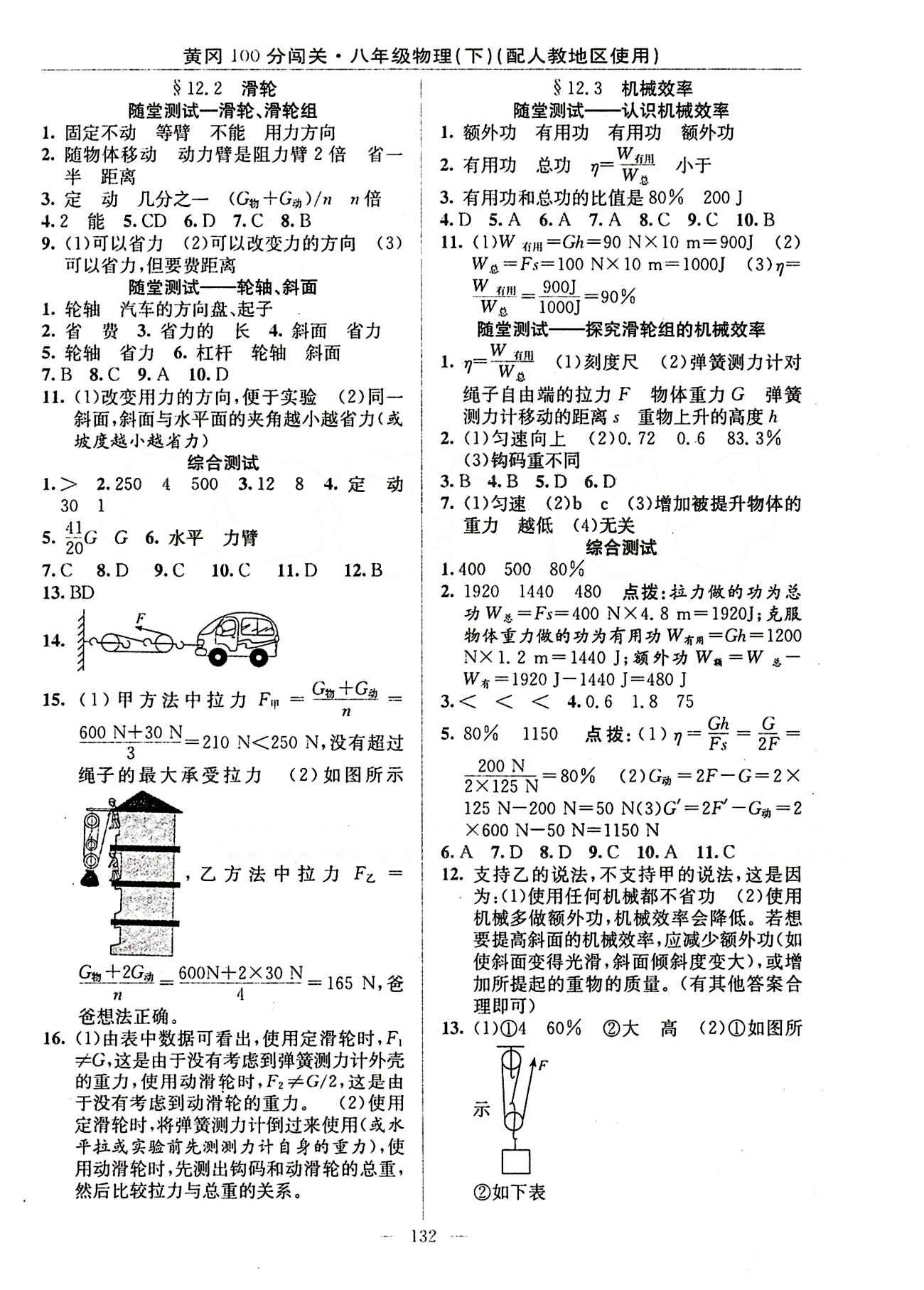 2015 黃岡100分闖關(guān)八年級下物理新疆青少年出版社 第十二章　簡單機(jī)械 [2]