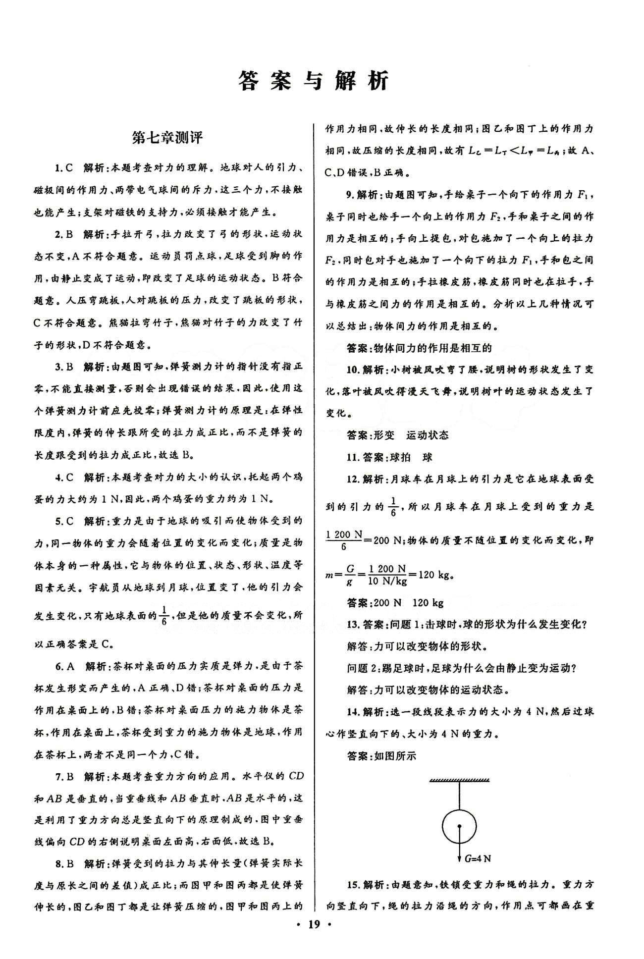 2015志鴻優(yōu)化初中同步測控全優(yōu)設(shè)計(jì)八年級下物理知識出版社 測評答案與解析 [1]