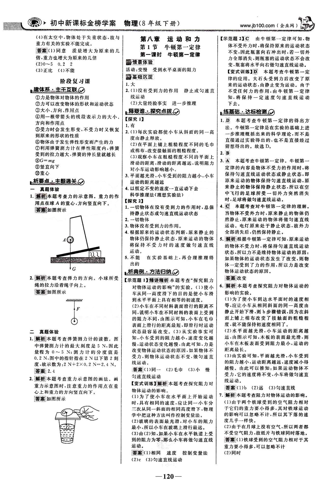 2015最新版 世纪金榜 金榜学案八年级下物理浙江科学技术出版社 第七章　力 [3]