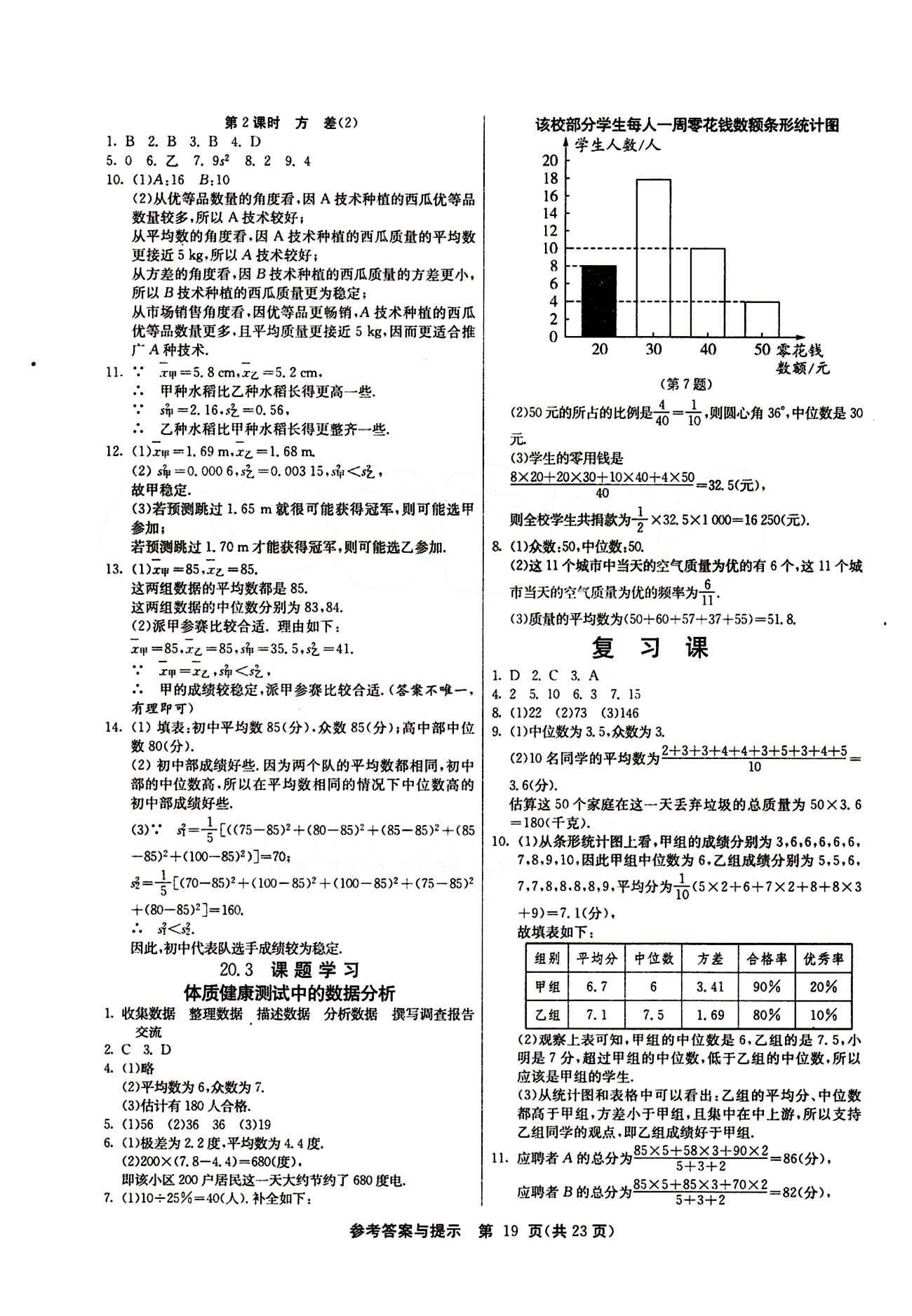 2015春 課時(shí)訓(xùn)練 課時(shí)作業(yè)+單元試卷八年級(jí)下數(shù)學(xué)江蘇人民出版社 第二十章　數(shù)據(jù)的分析 [4]