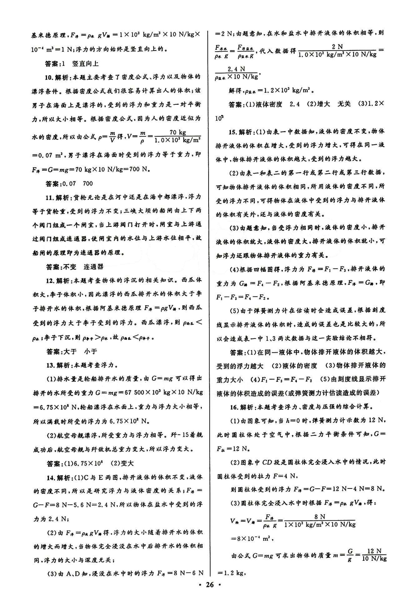 2015志鴻優(yōu)化初中同步測控全優(yōu)設(shè)計(jì)八年級下物理知識出版社 測評答案與解析 [8]