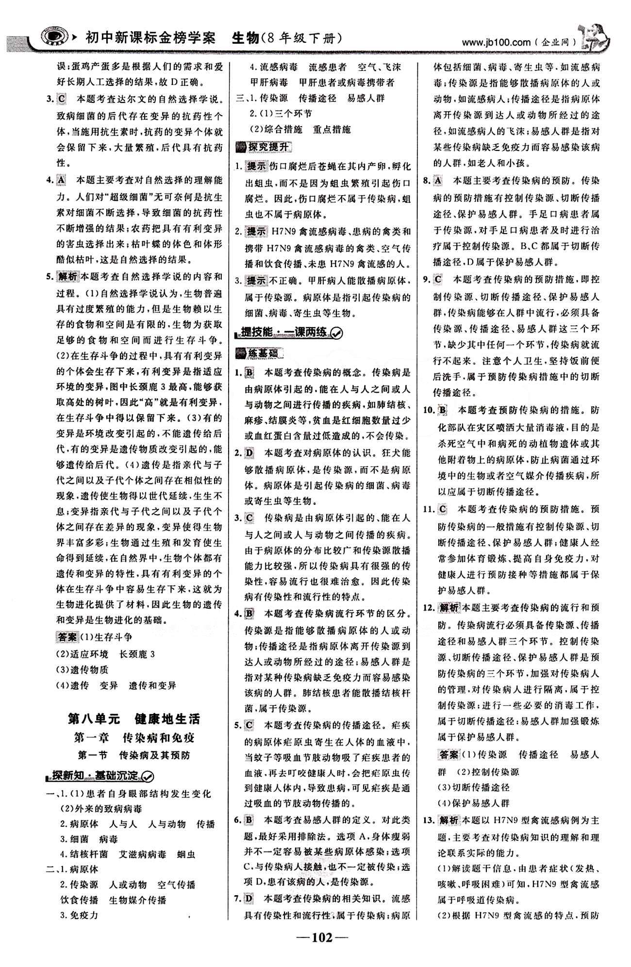 2015最版 世紀(jì)金榜 金榜學(xué)案八年級下生物浙江科學(xué)技術(shù)出版社 課堂導(dǎo)學(xué)案 第七單元 生物圈中生命的延續(xù)和發(fā)展 [17]