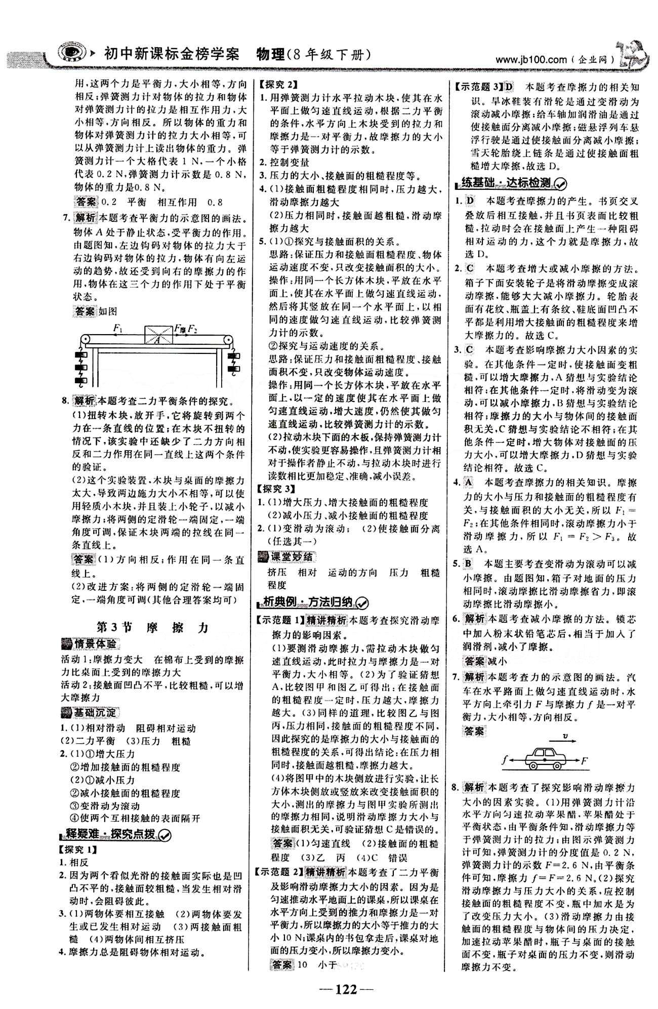 2015最新版 世紀(jì)金榜 金榜學(xué)案八年級下物理浙江科學(xué)技術(shù)出版社 第八章　運動和力 [3]