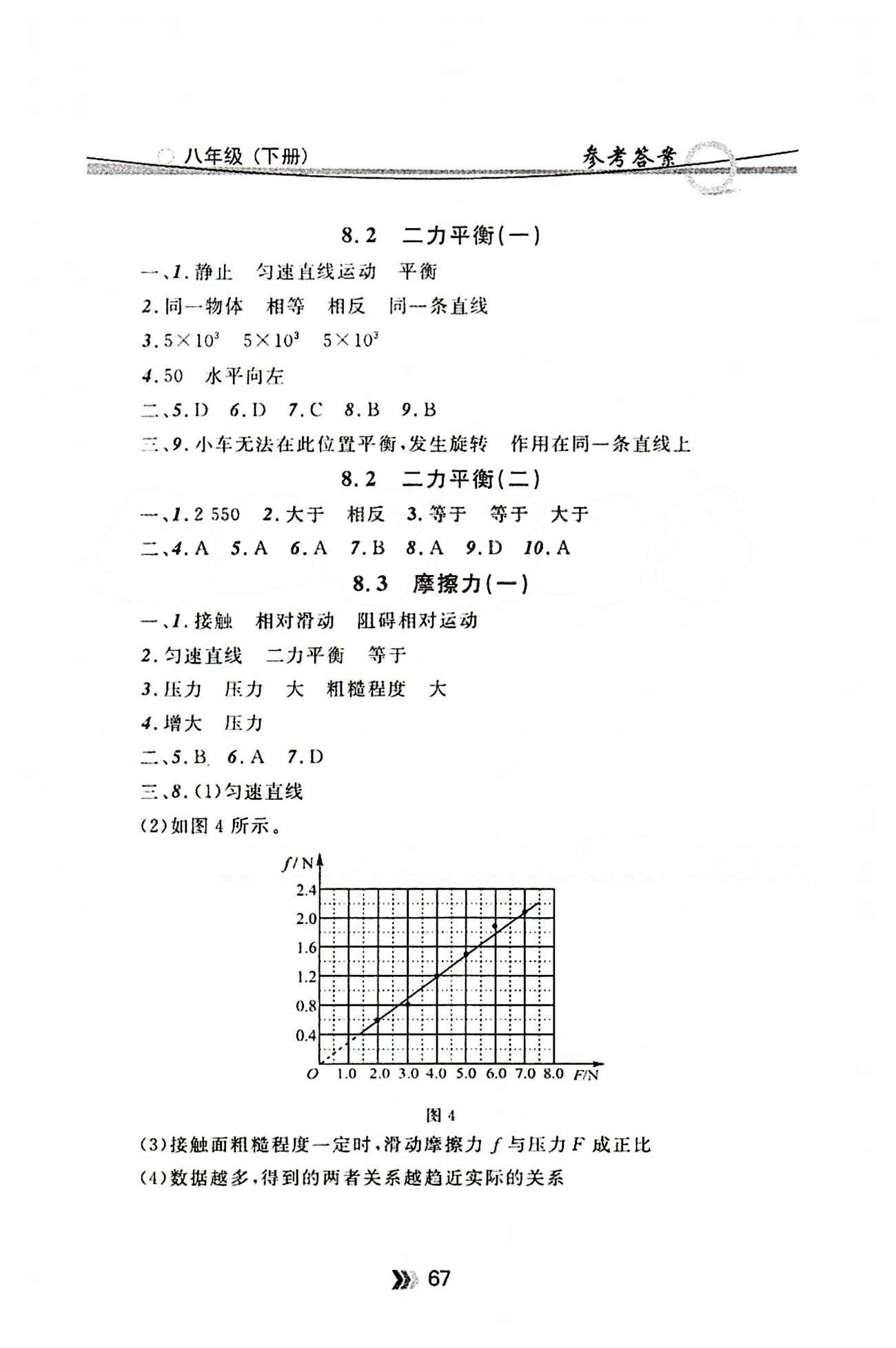 金牌每課通八年級下物理安徽科技技術(shù)出版社 第八章　運動和力 [2]