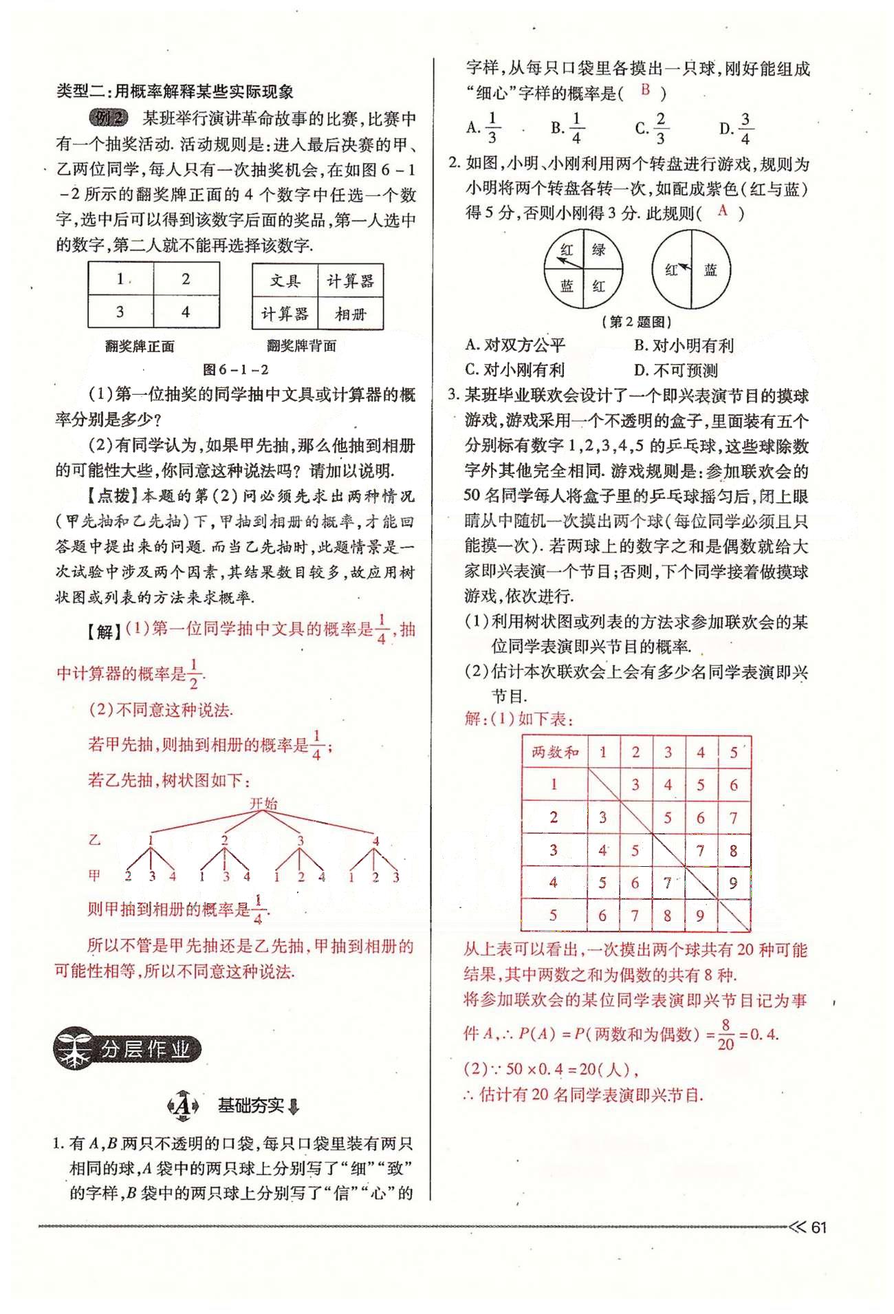 2015年一課一練創(chuàng)新練習(xí)九年級數(shù)學(xué)全一冊人教版 上冊 第六章 頻率與概率 [6]