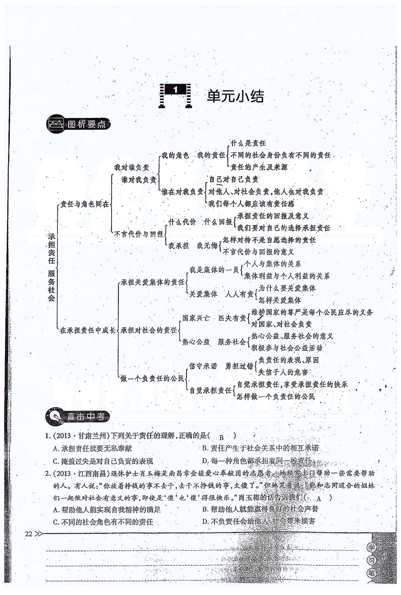 一課一練創(chuàng)新練習(xí)九年級(jí)全政治江西人民出版社 第一單元 第二課、單元小結(jié) [14]