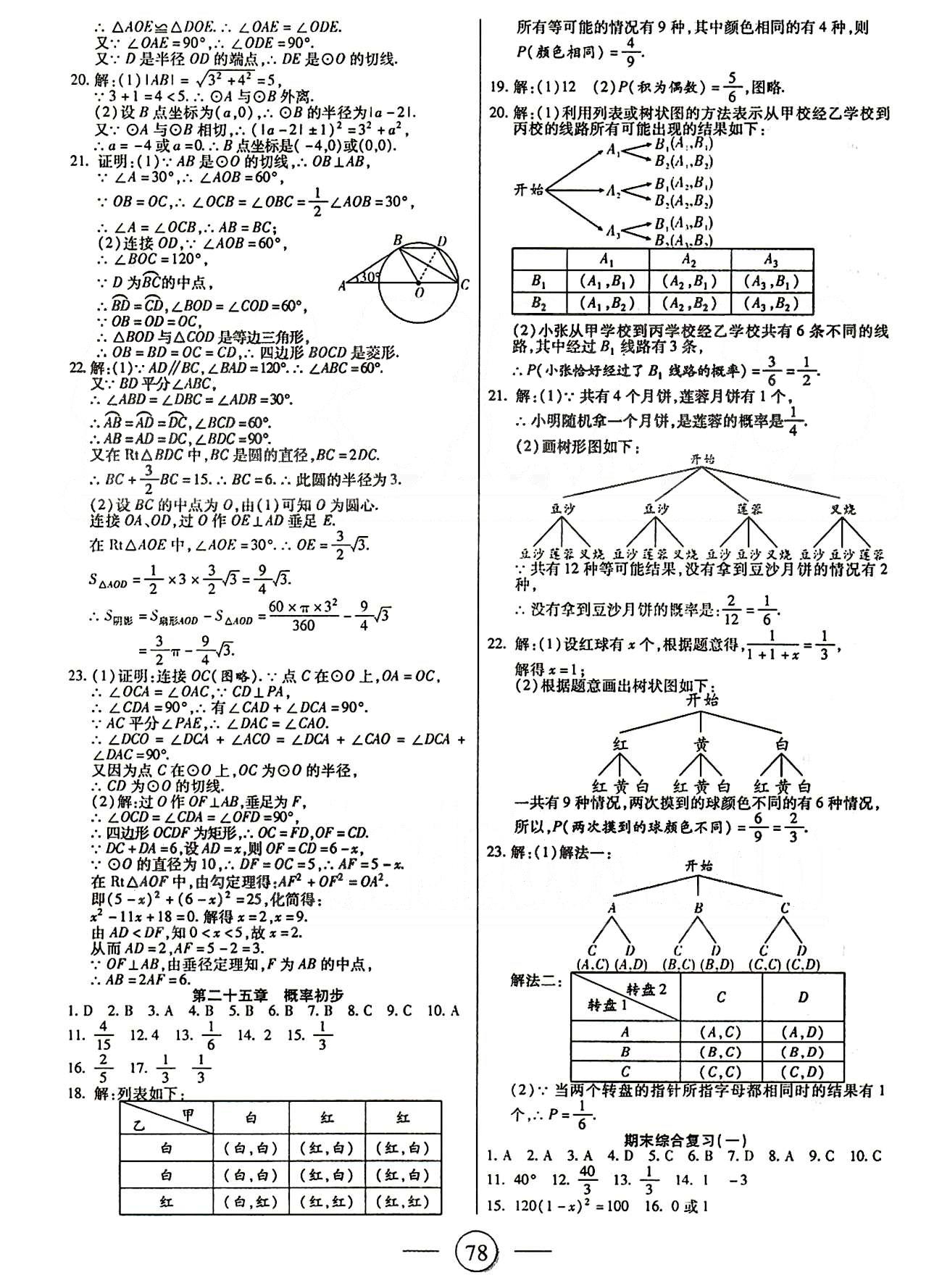 全程考評(píng)一卷通九年級(jí)上數(shù)學(xué)西安交通大學(xué)出版社 第二十一章-第二十五章 [6]