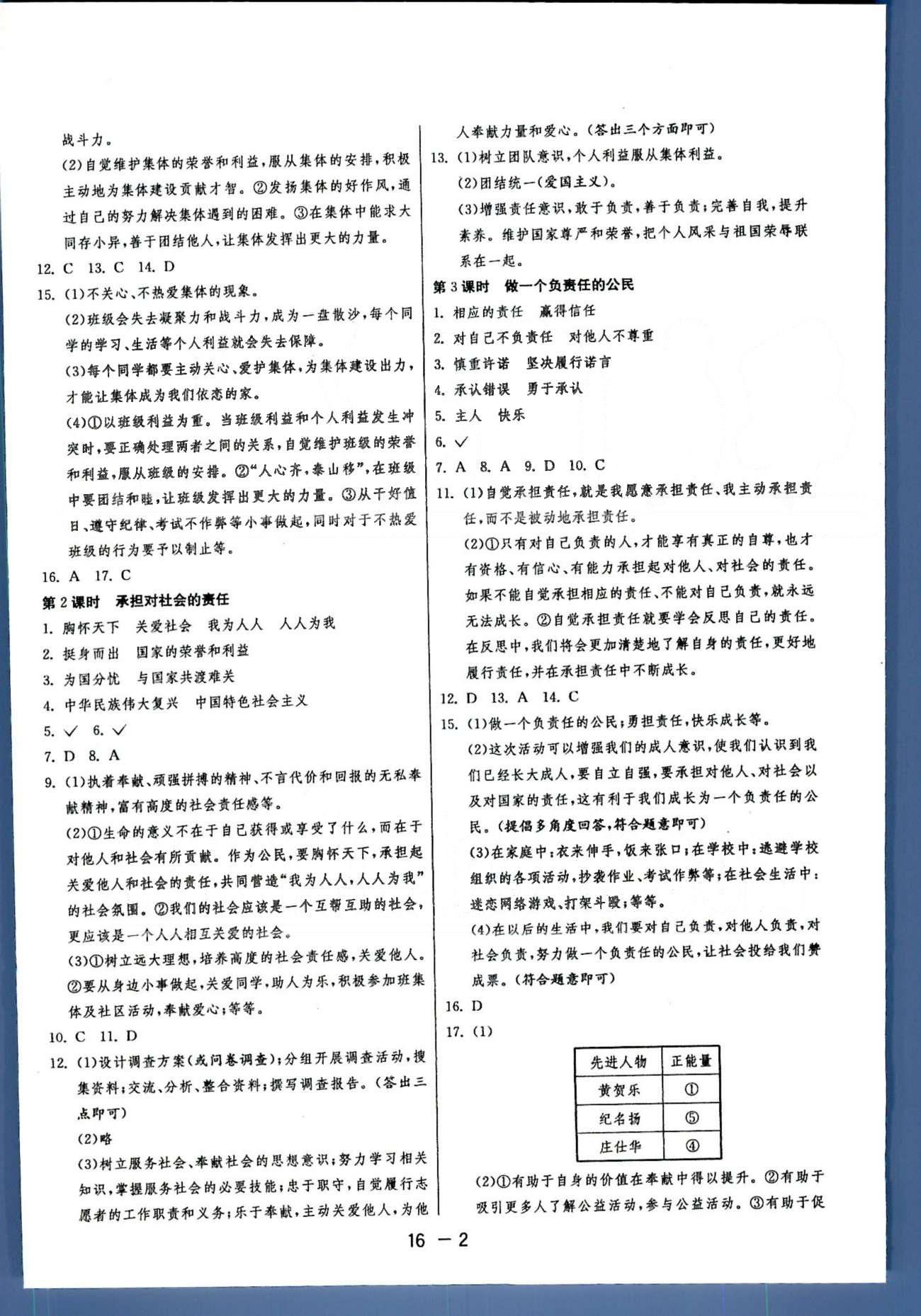 1課3練單元達標(biāo)測試九年級全政治中國少年兒童出版社 或 江蘇人民出版社 1-2單元、期中測試 [2]