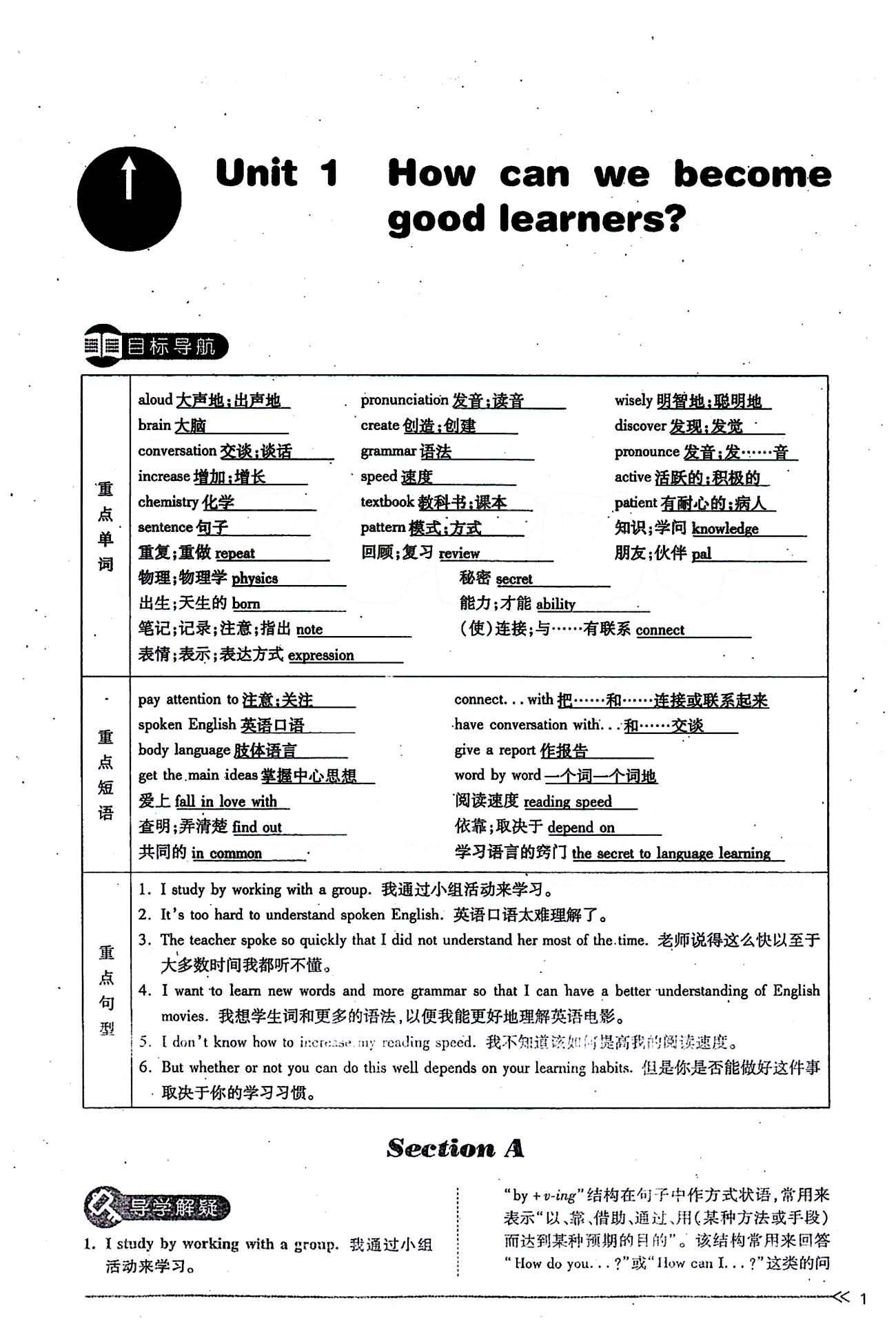 一课一练创新练习九年级全英语江西人民出版社 Unit 1 [1]