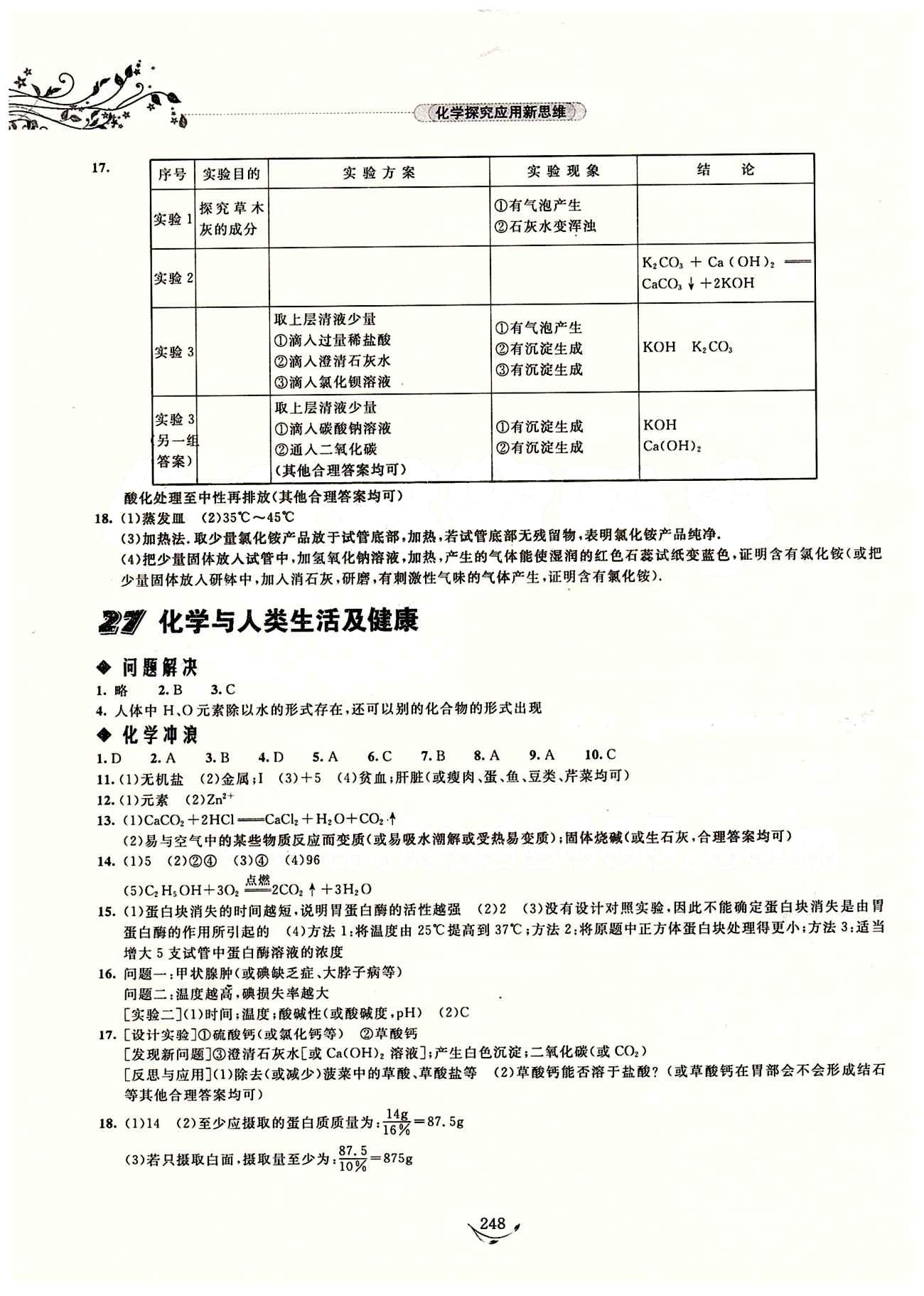 探究應用新思維九年級全化學湖北人民出版社 參考答案 [19]