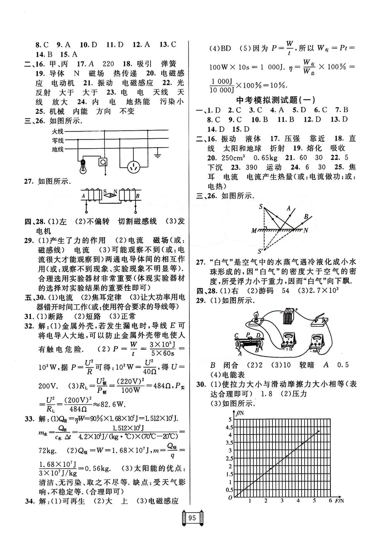 2015 神龍牛皮卷海淀單元測試AB卷九年級物理全一冊人教版 參考答案 [7]