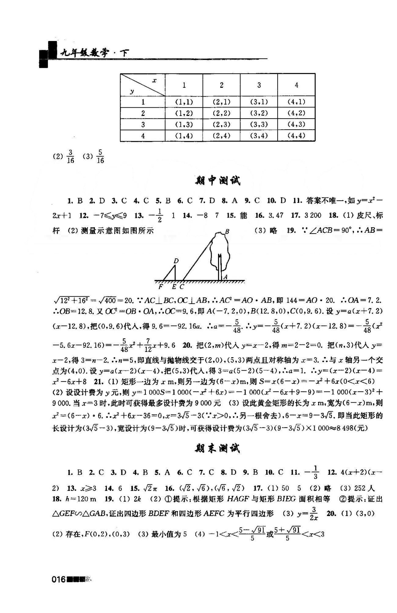 新編金3練 蘇教版九年級(jí)下數(shù)學(xué)東南大學(xué)出版社 期中、期末測(cè)試 [1]