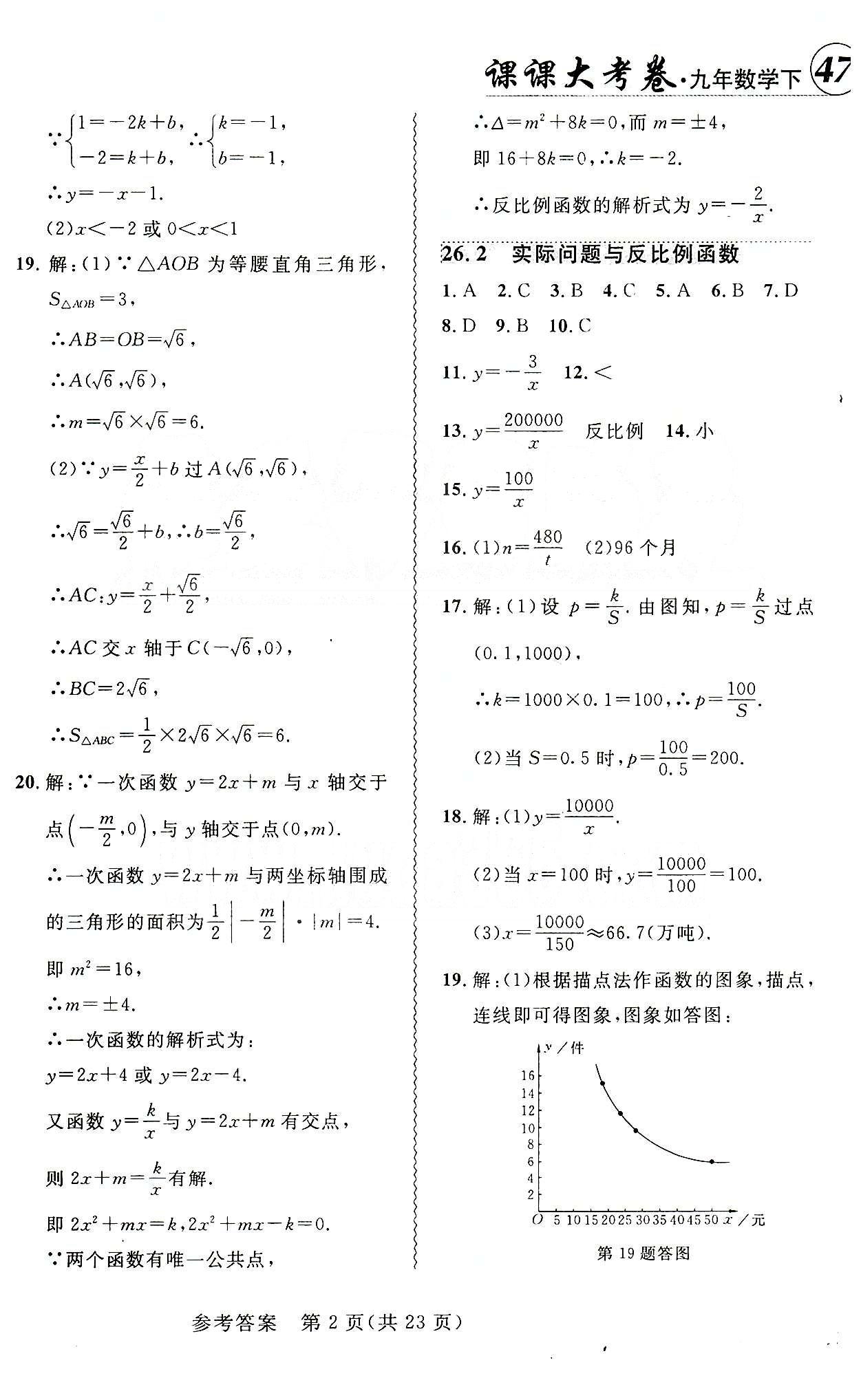 2015年 北大綠卡課課大考卷九年級(jí)下數(shù)學(xué)東北師范大學(xué) 第二十六章　反比例函數(shù) [2]