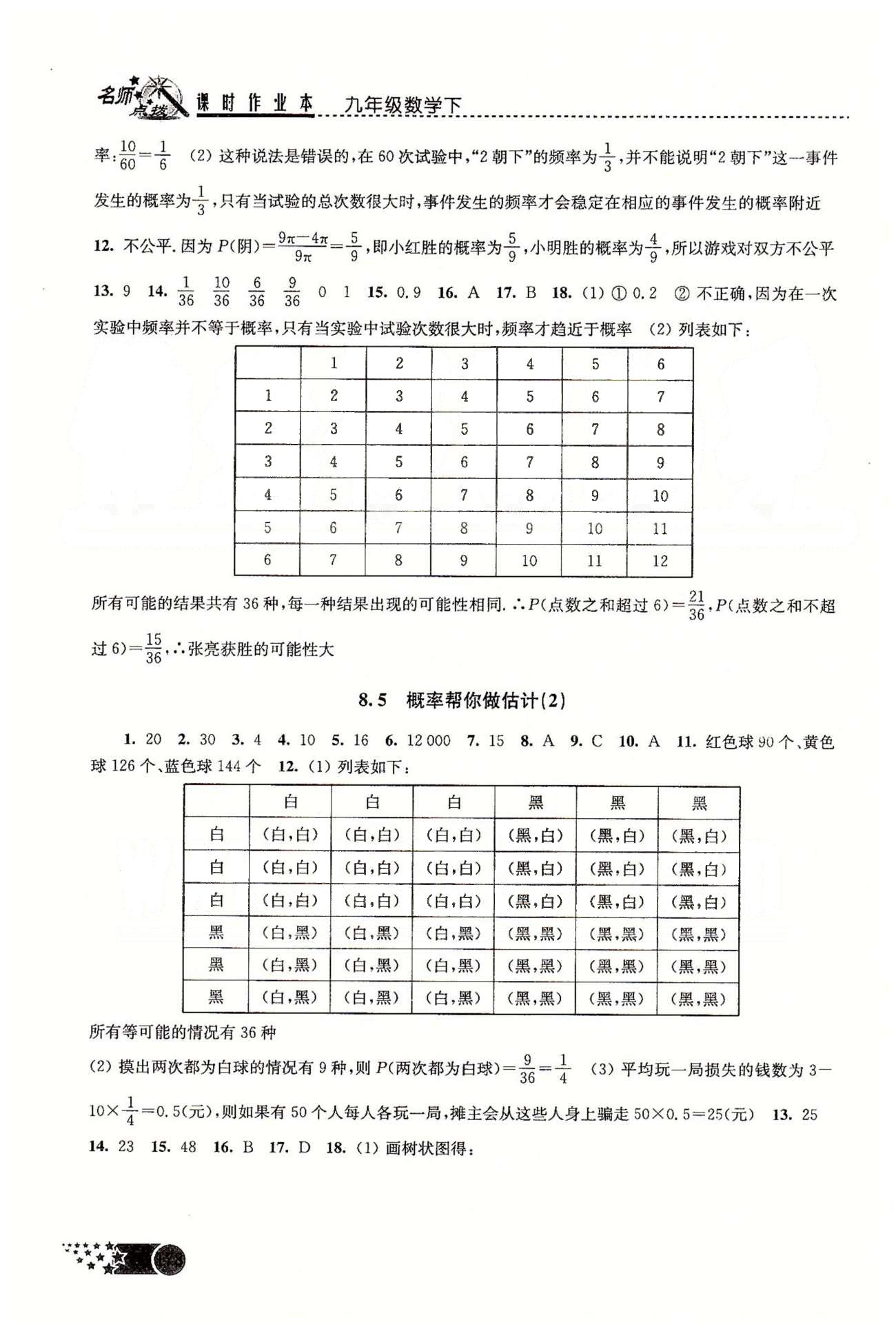 名師點(diǎn)撥課時(shí)作業(yè)本九年級(jí)下數(shù)學(xué)現(xiàn)代教育出版社 第7章-第8章 [5]