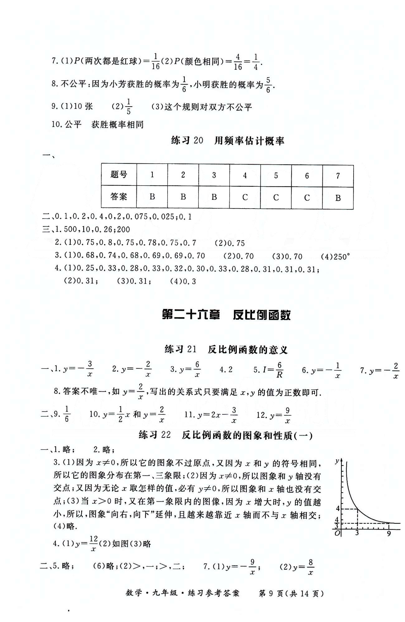 形成性练习与检测九年级下数学东方出版社 第二十二章-第二十九章 [9]