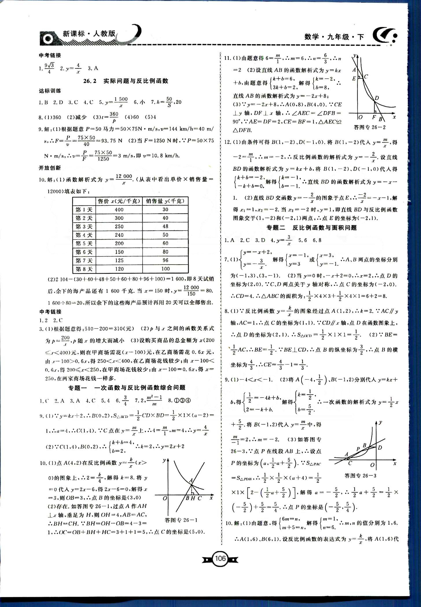 贏在新課堂九年級下數(shù)學東方出版社 第二十六章　反比例函數(shù) [2]