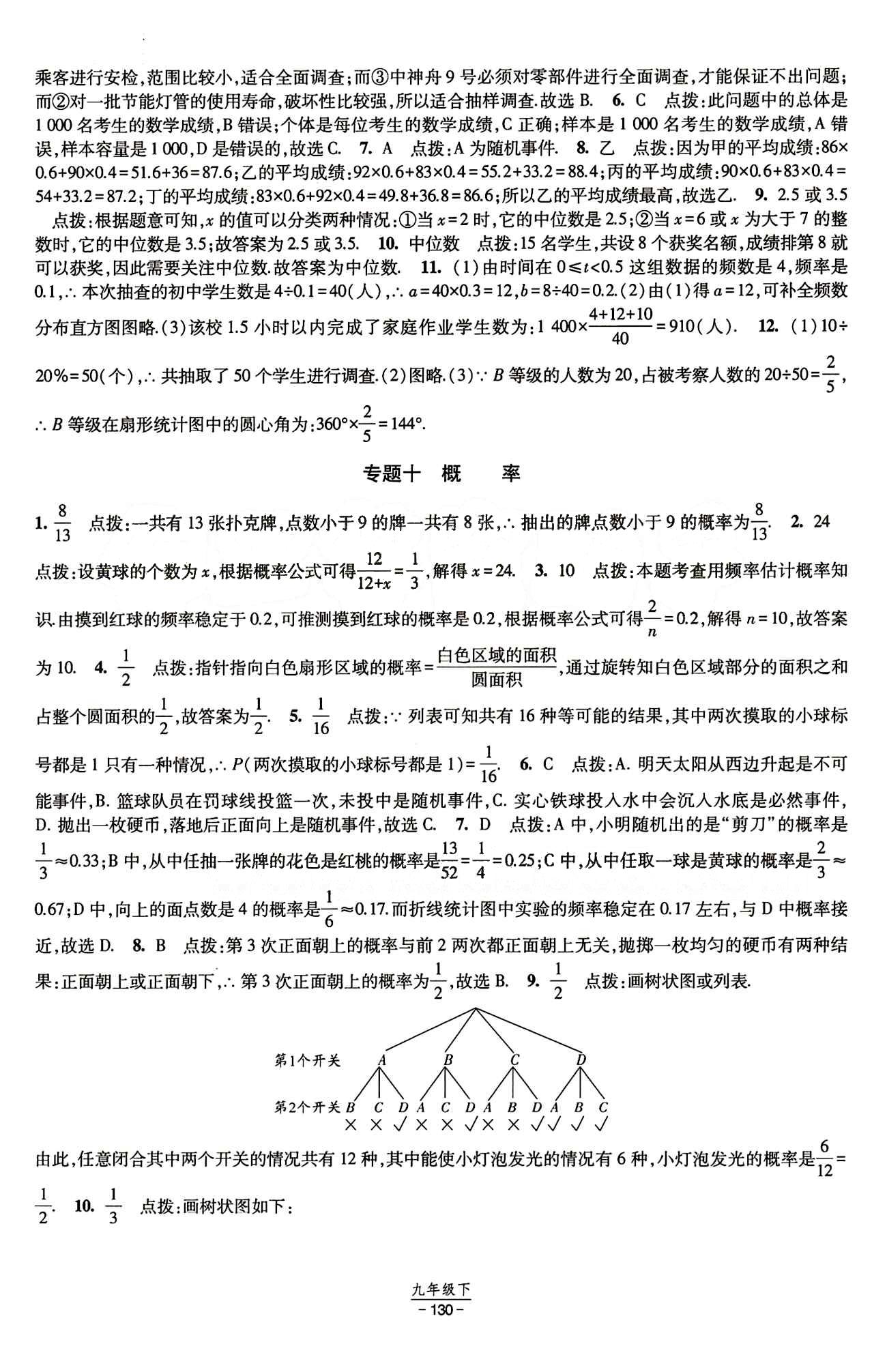 2015 經(jīng)綸學(xué)典 課時作業(yè)九年級下數(shù)學(xué)寧夏人民教育出版社 專題 [8]