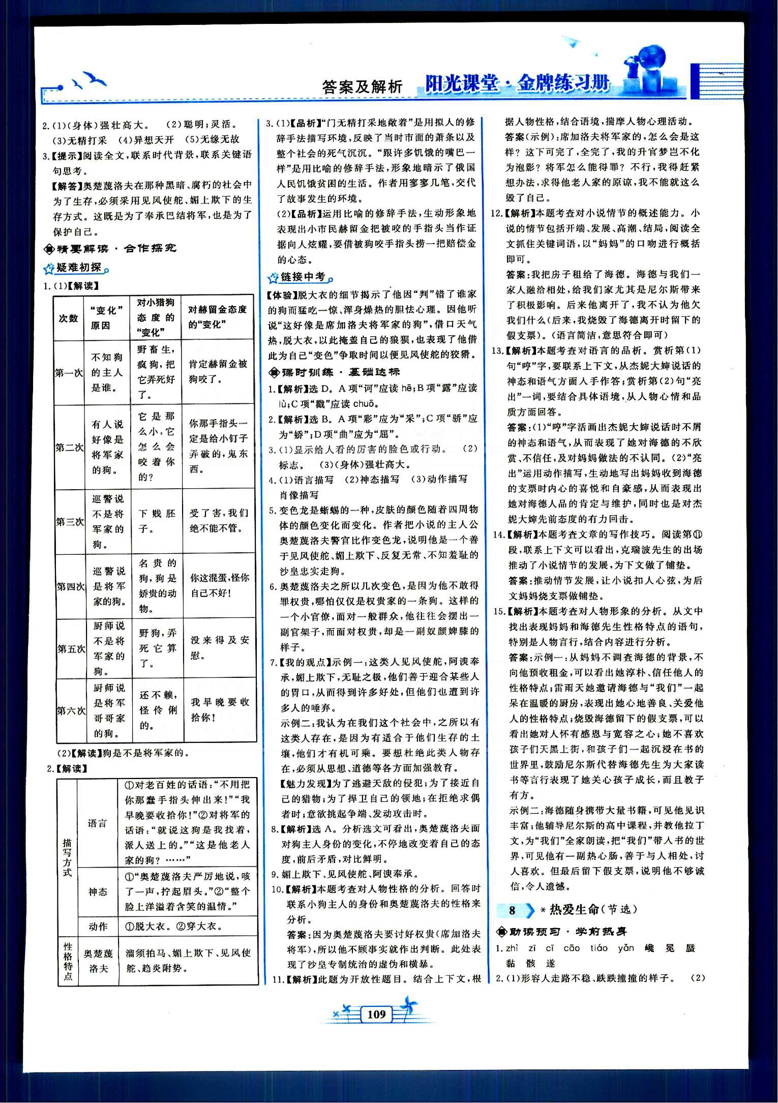 陽(yáng)光課堂金牌練習(xí)冊(cè)九年級(jí)下語(yǔ)文人民教育出版社 第一單元-第三單元 [5]