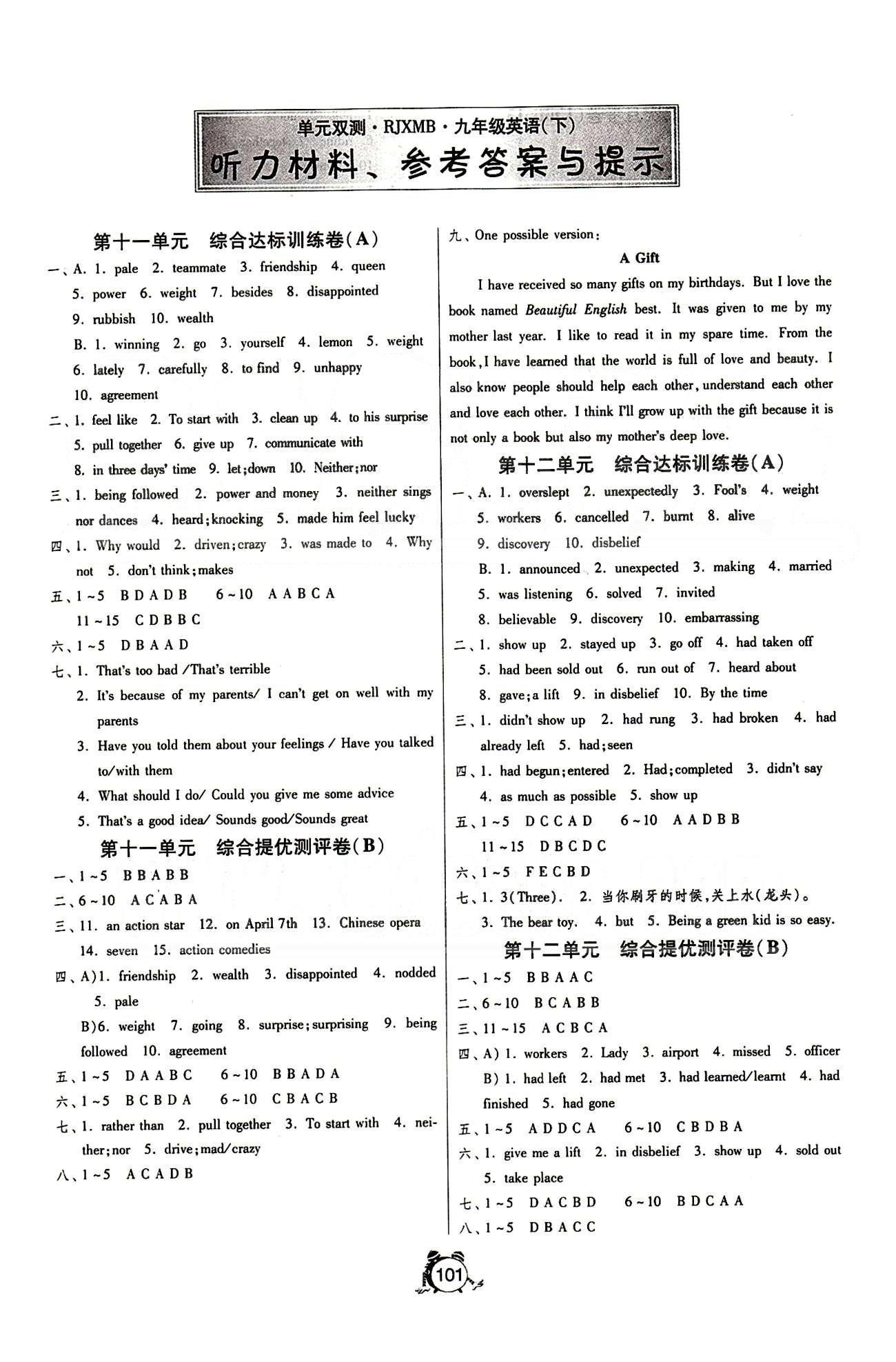 單元雙測全程提優(yōu)測評卷九年級下英語江蘇人民出版社 Unit11-14 [1]