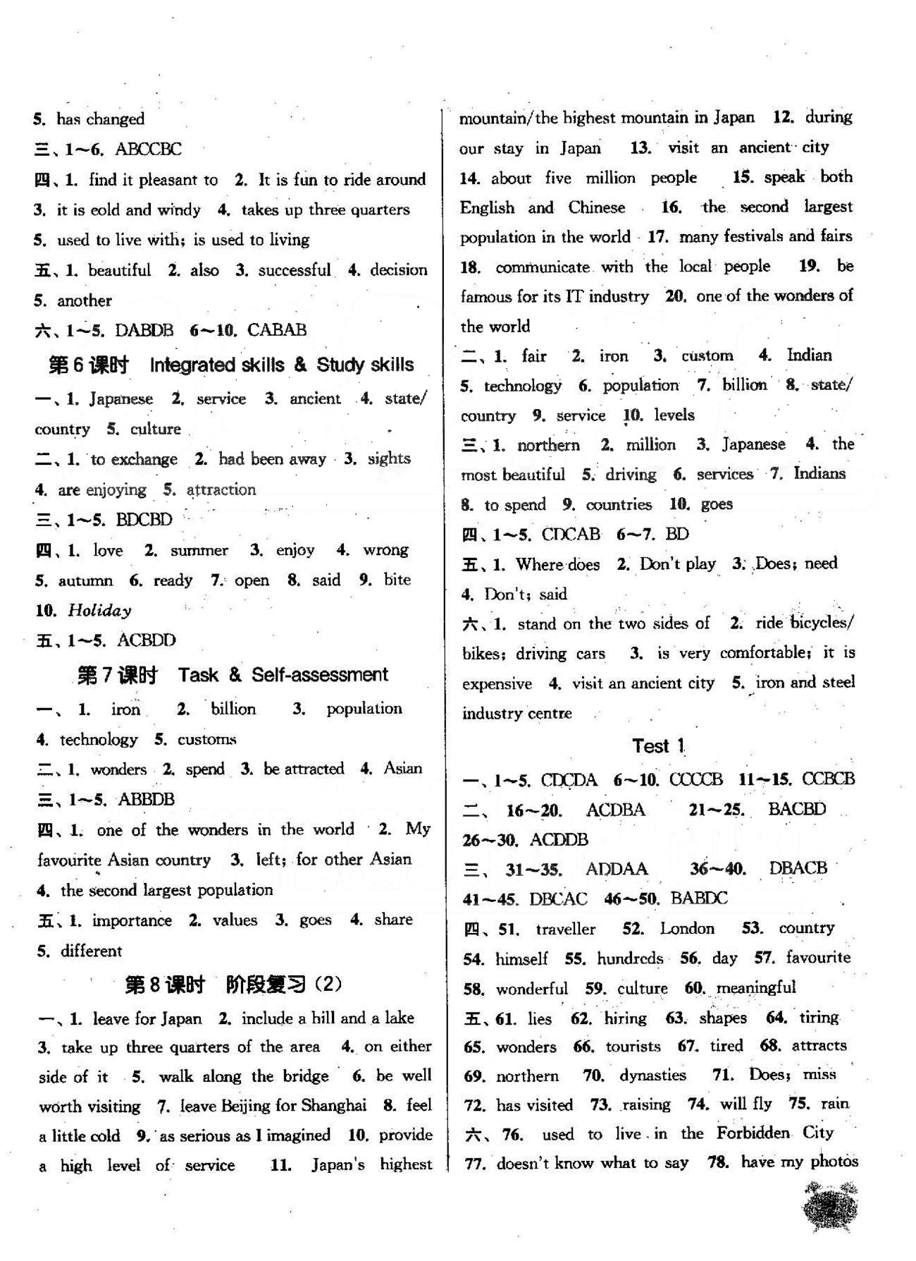 通城学典课时作业本九年级英语下册译林版 Unit 1-2 [2]