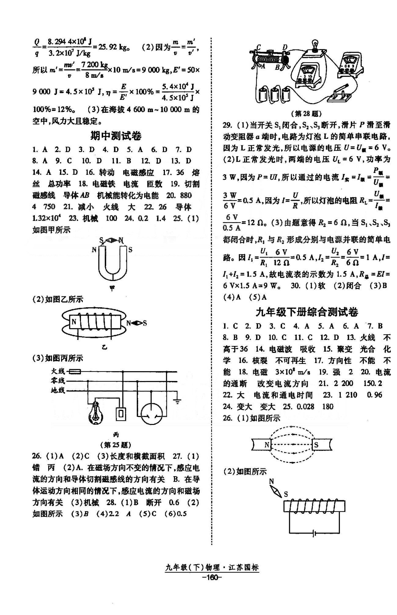 課時(shí)作業(yè) 蘇教版九年級(jí)下物理黃河出版?zhèn)髅郊瘓F(tuán) 下冊(cè)綜合、期中測(cè)試卷 [1]