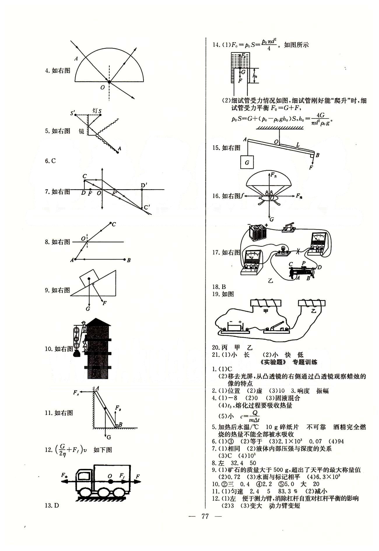 2015 精彩考評 單元測評卷九年級下物理延邊教育出版社 專題訓練 [3]