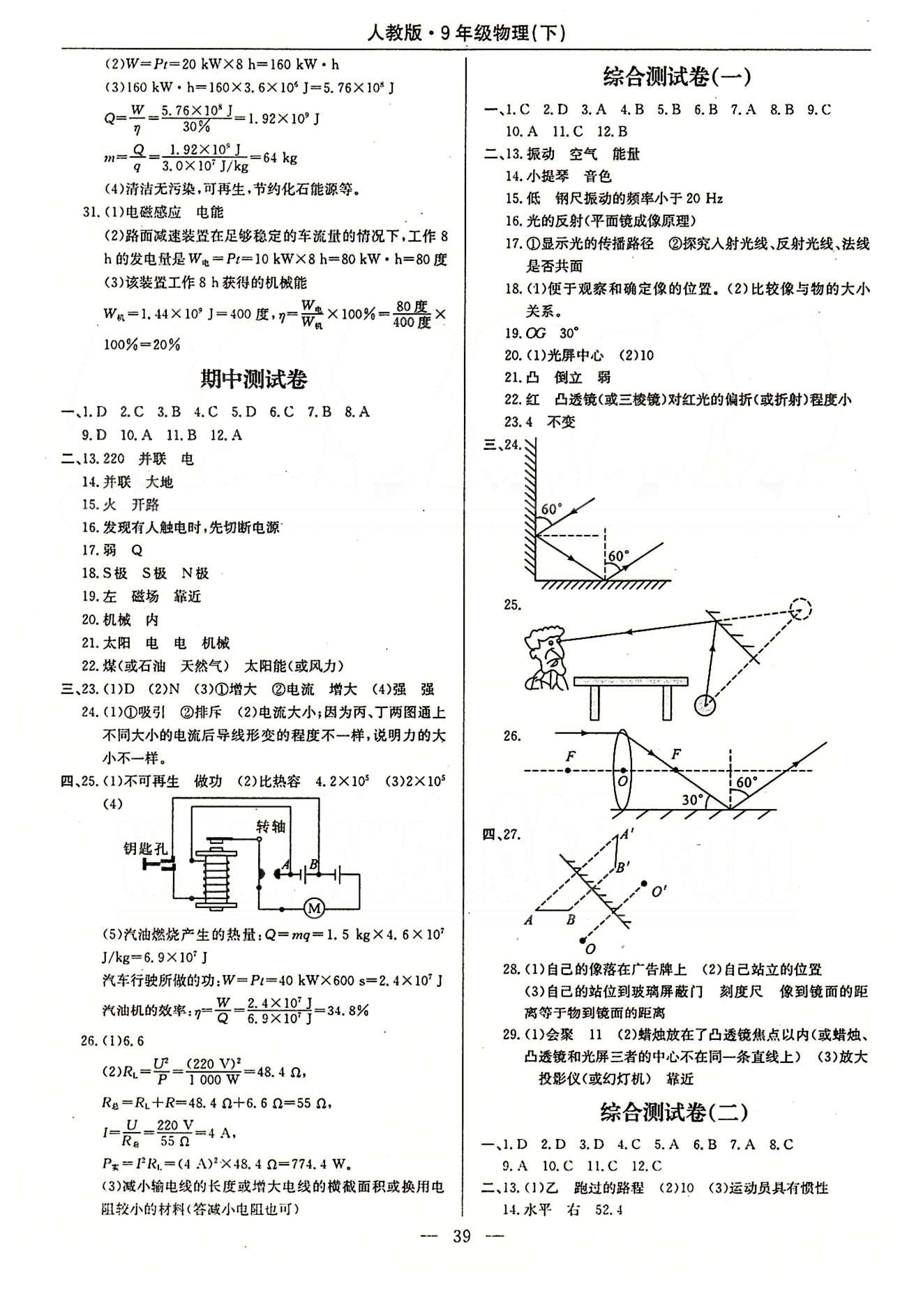 2015春 教材精析精練 高效通九年級下物理延邊教育出版社 單元測試卷 [3]