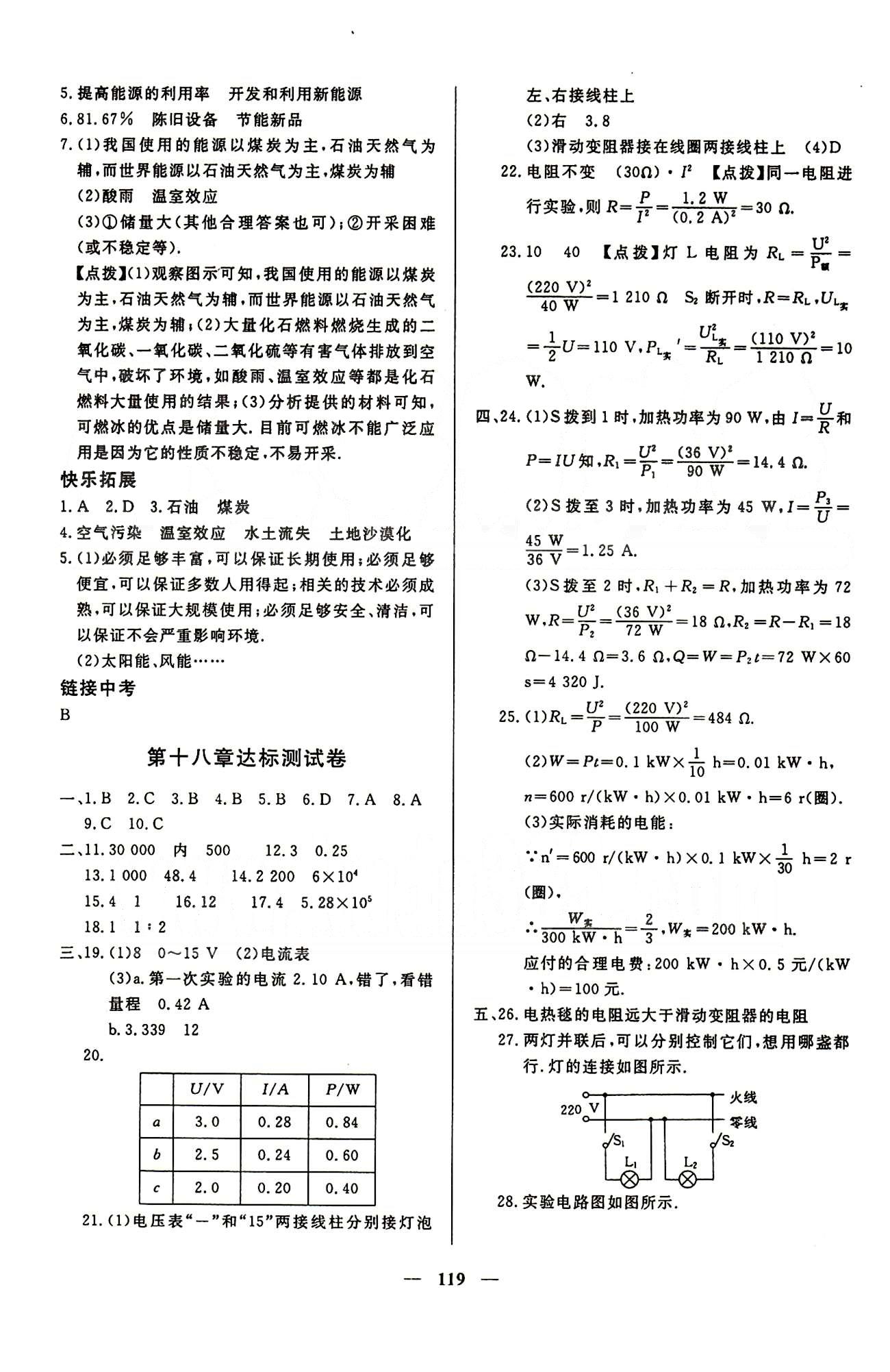 魔方教育 名師點撥課時作業(yè)九年級下物理甘肅教育出版社 達標測試卷 [1]