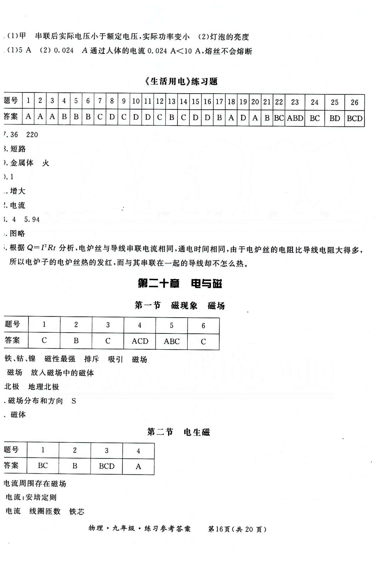 形成性練習(xí)與檢測(cè)九年級(jí)下物理東方出版社 第十八章-第二十二章 [6]