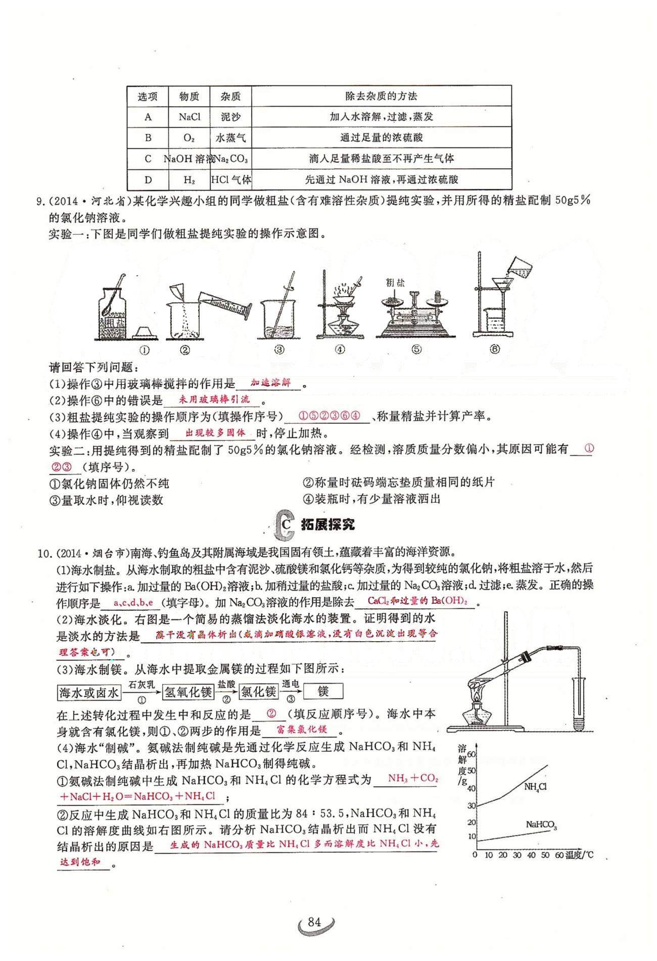 2015思维新观察课时精练九年级下化学长江少年儿童出版社 第十一单元　盐　化肥 [12]