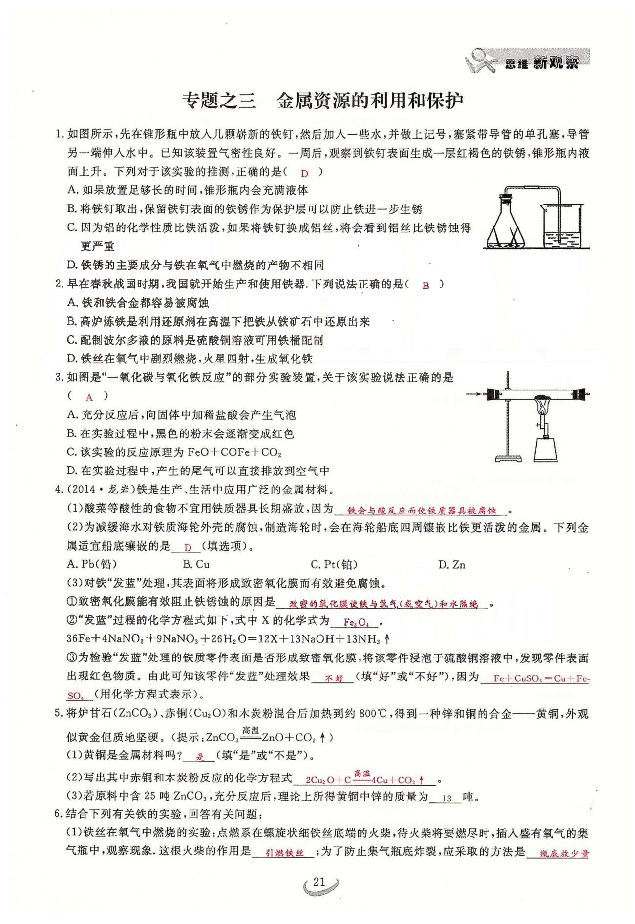 2015思維新觀察課時精練九年級下化學長江少年兒童出版社 第八單元　課題3 [11]