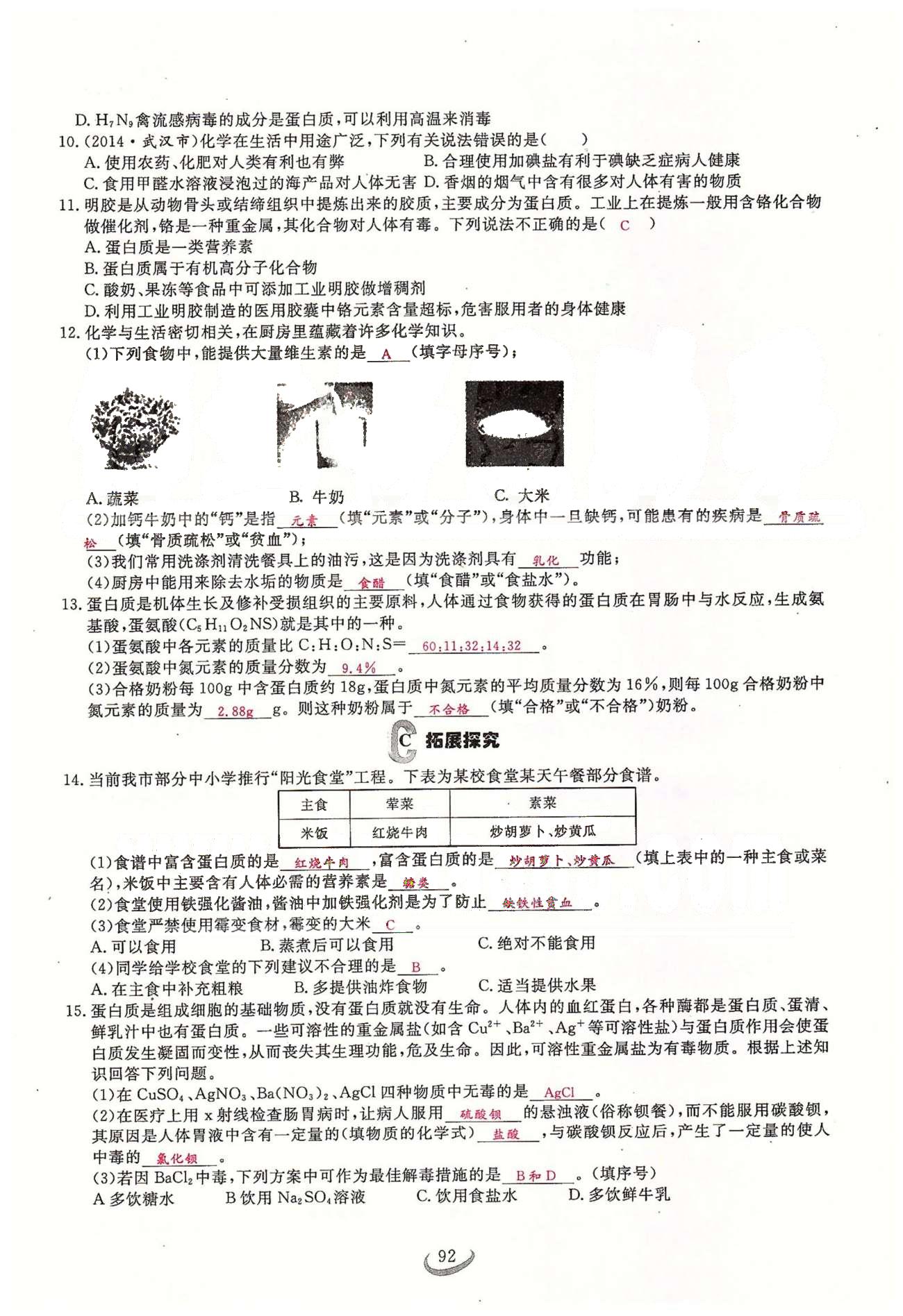 2015思維新觀察課時精練九年級下化學長江少年兒童出版社 第十二單元　化學與生活 [2]