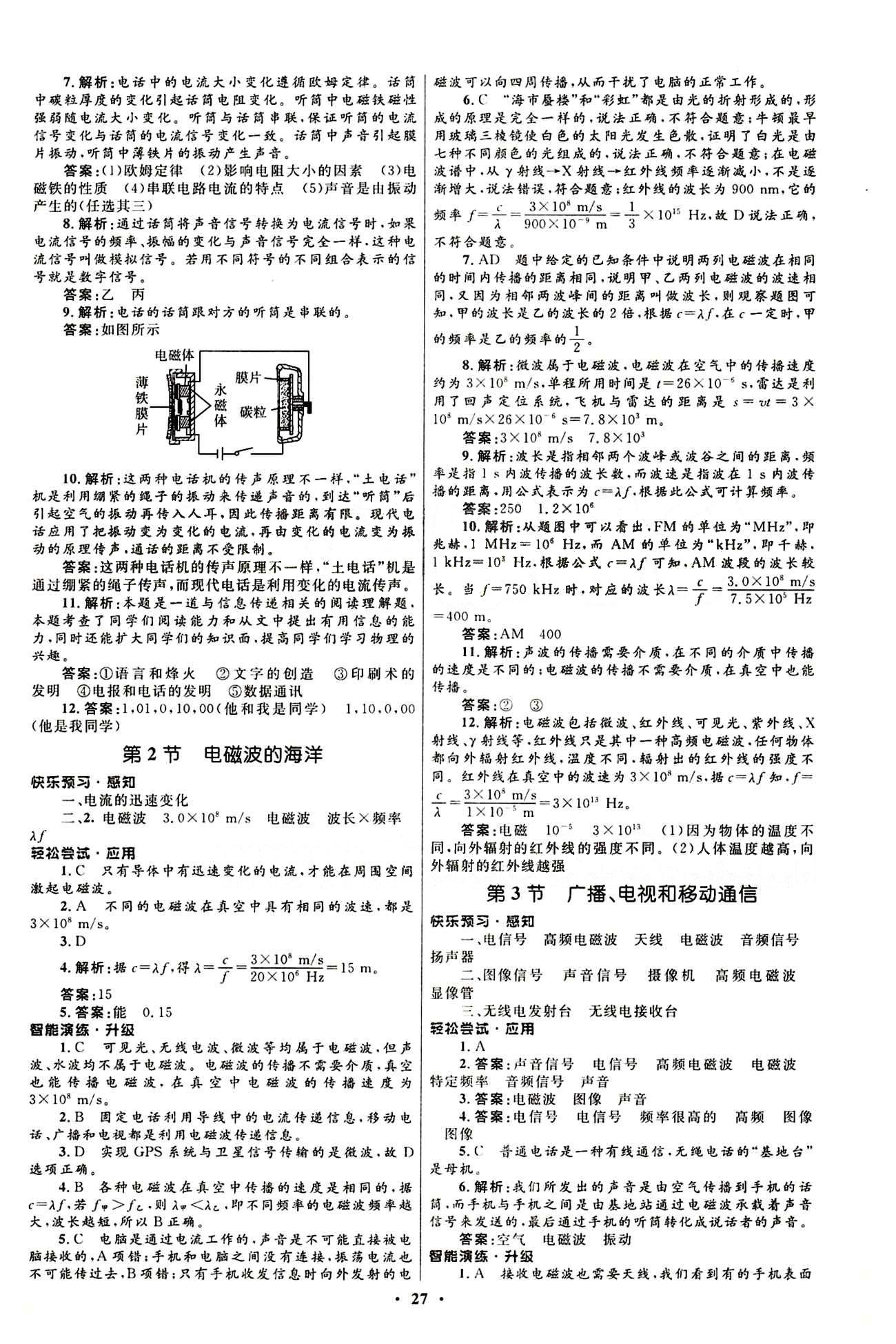 新優(yōu)化設計 初中同步測控九年級下物理人民教育出版社 第二十一章　信息的傳遞 [2]