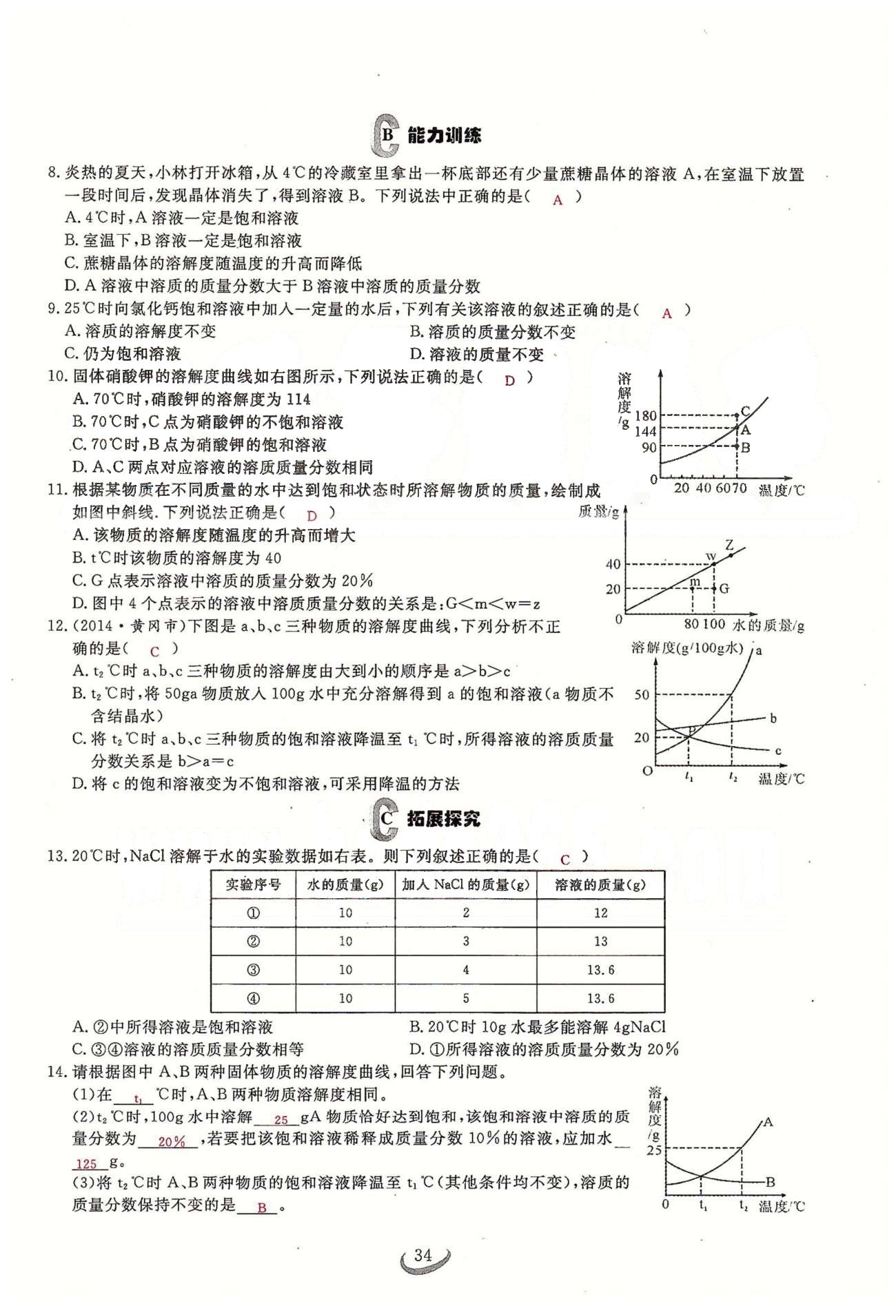 2015思维新观察课时精练九年级下化学长江少年儿童出版社 第九单元　课题3 [2]