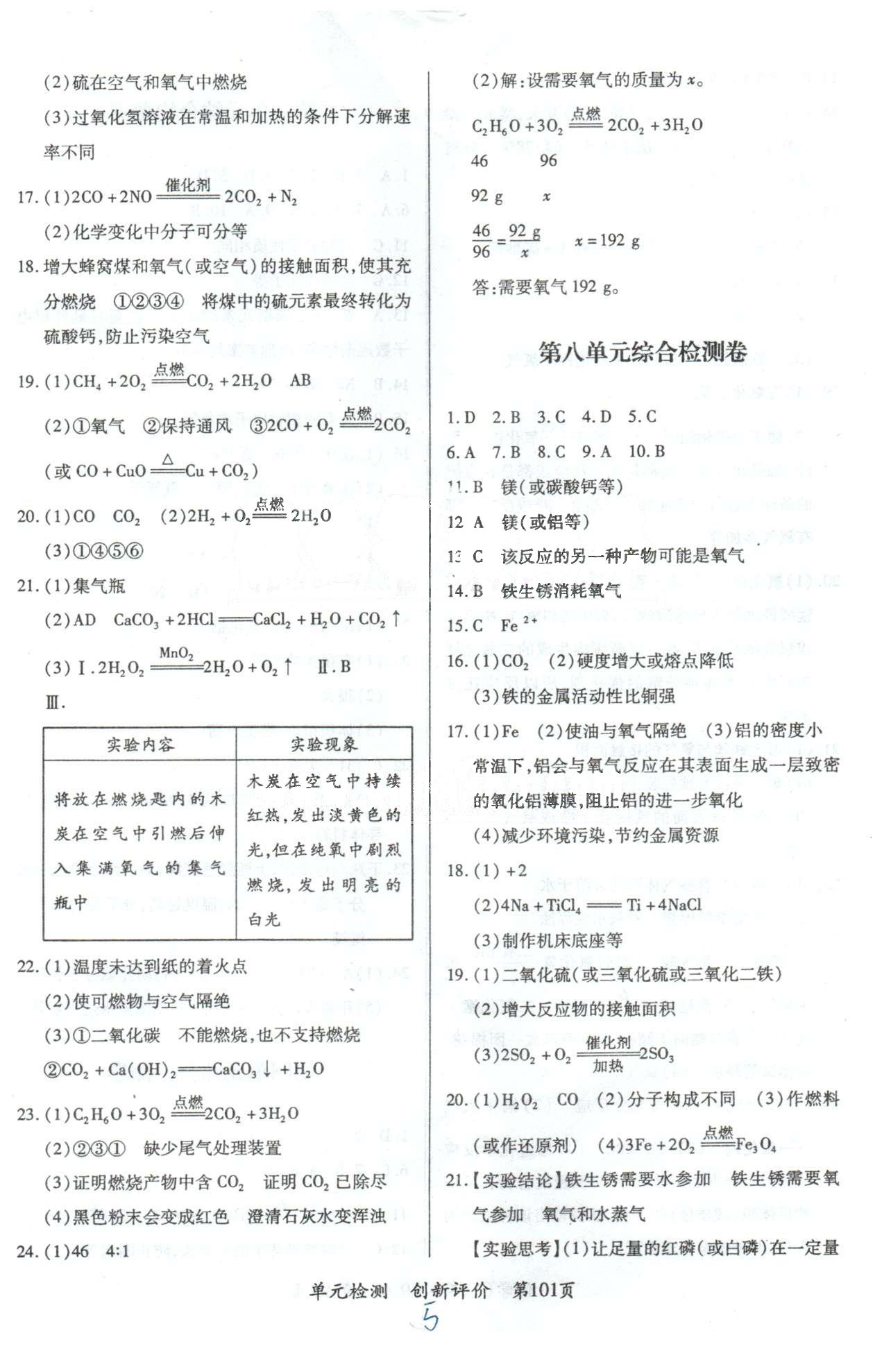 单元检测创新评价九年级下化学江西人民出版社 5-9单元检测卷 [3]