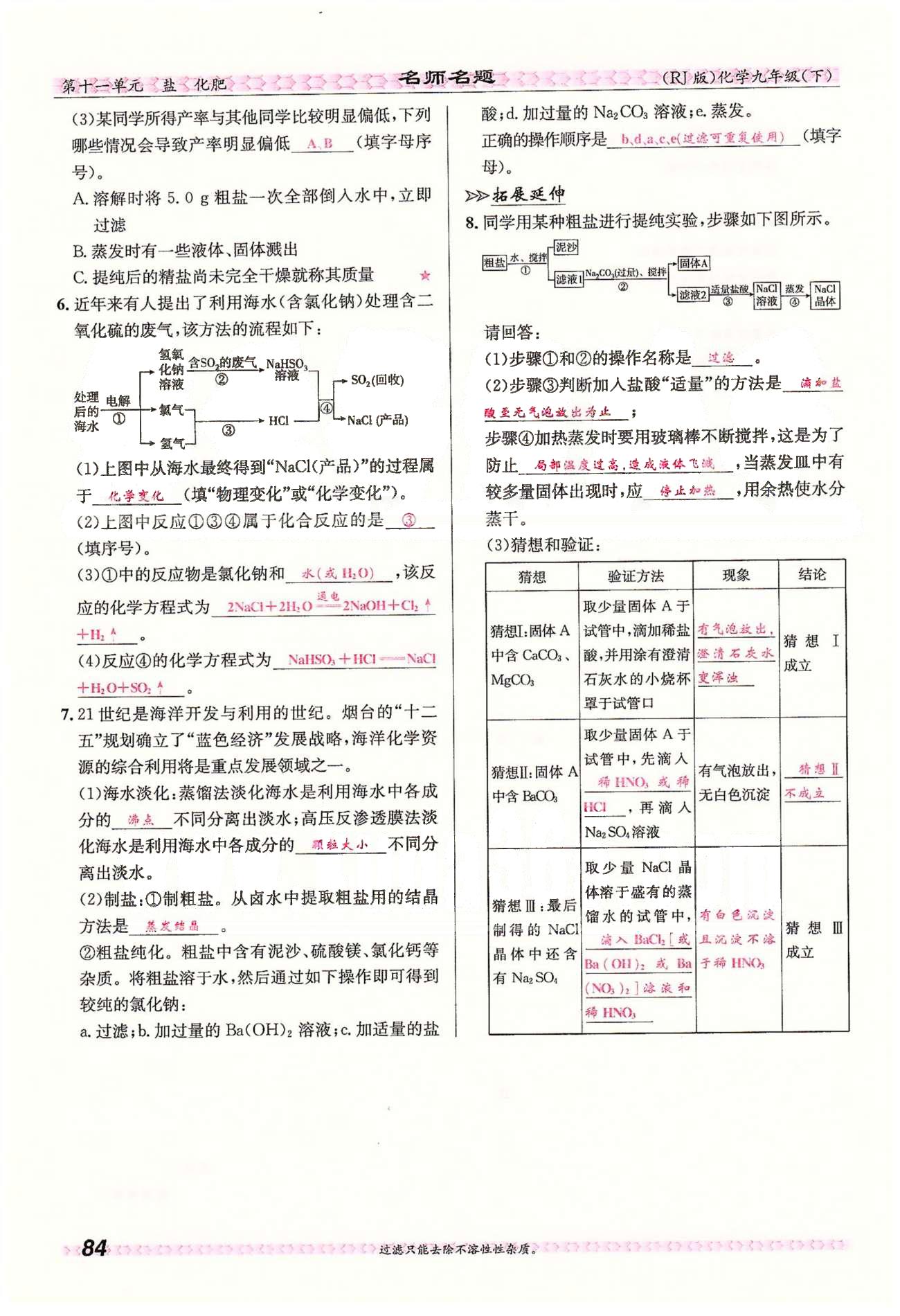 名師名題九年級(jí)下化學(xué)海南出版社 第十一單元　鹽　化肥 [15]