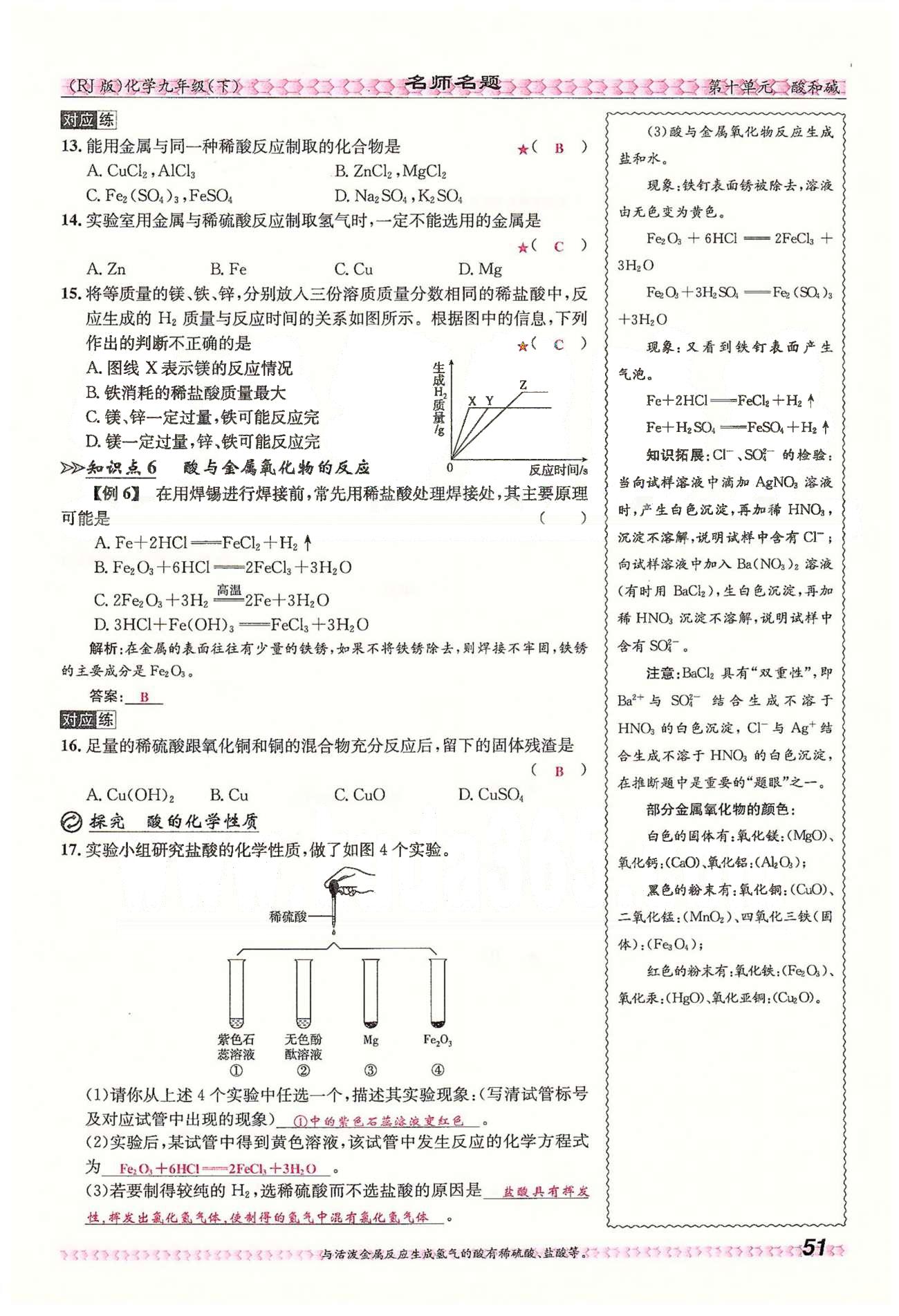 名師名題九年級(jí)下化學(xué)海南出版社 第十單元　課題1 [6]