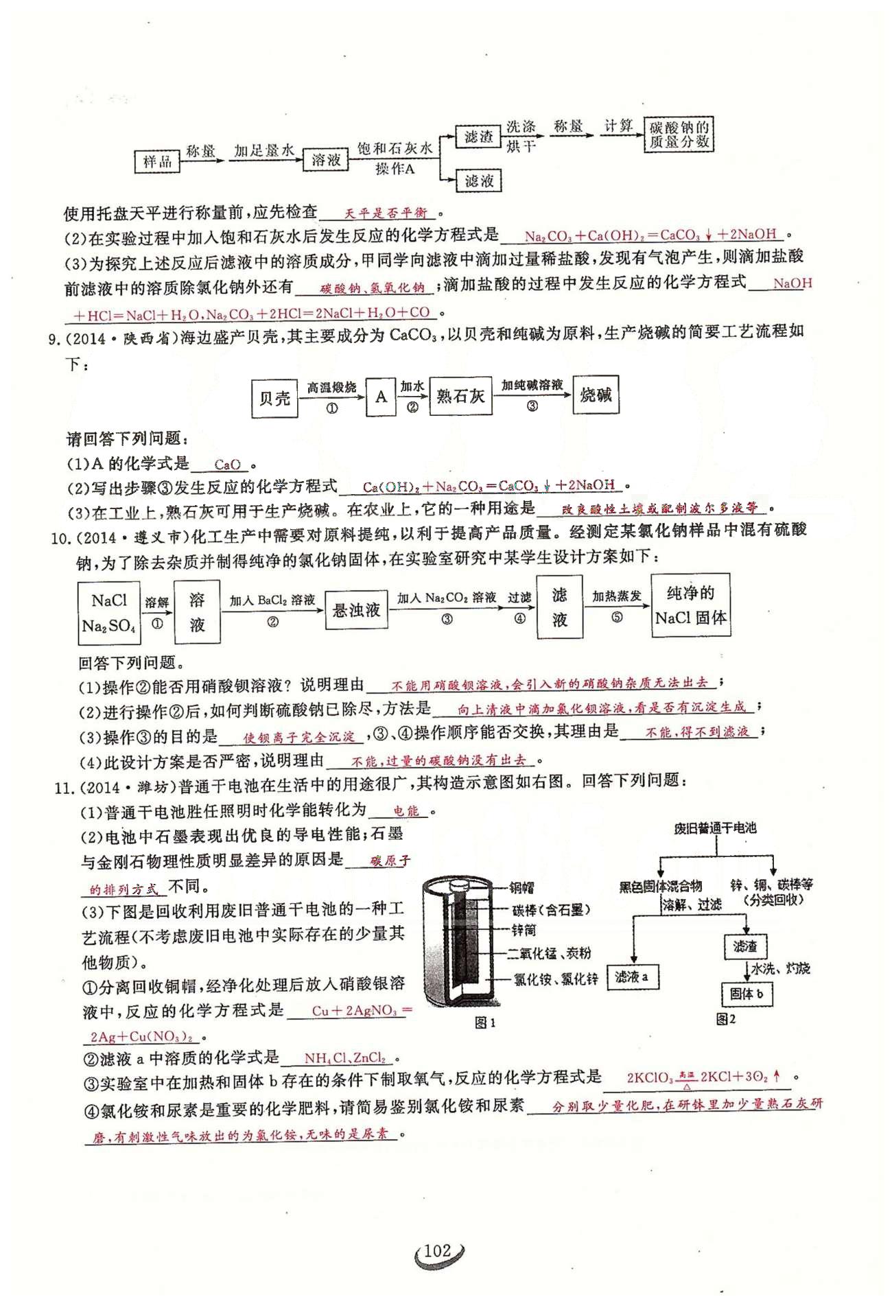 2015思维新观察课时精练九年级下化学长江少年儿童出版社 期末专题突破 [2]