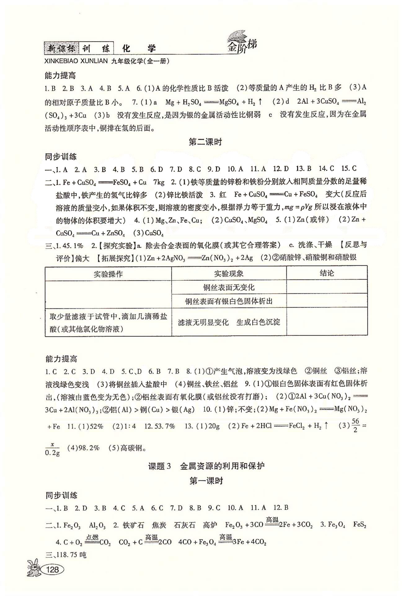金阶梯课课练单元测九年级下化学吉林大学出版社&nbsp;第八单元　金属和金属材料 [2]