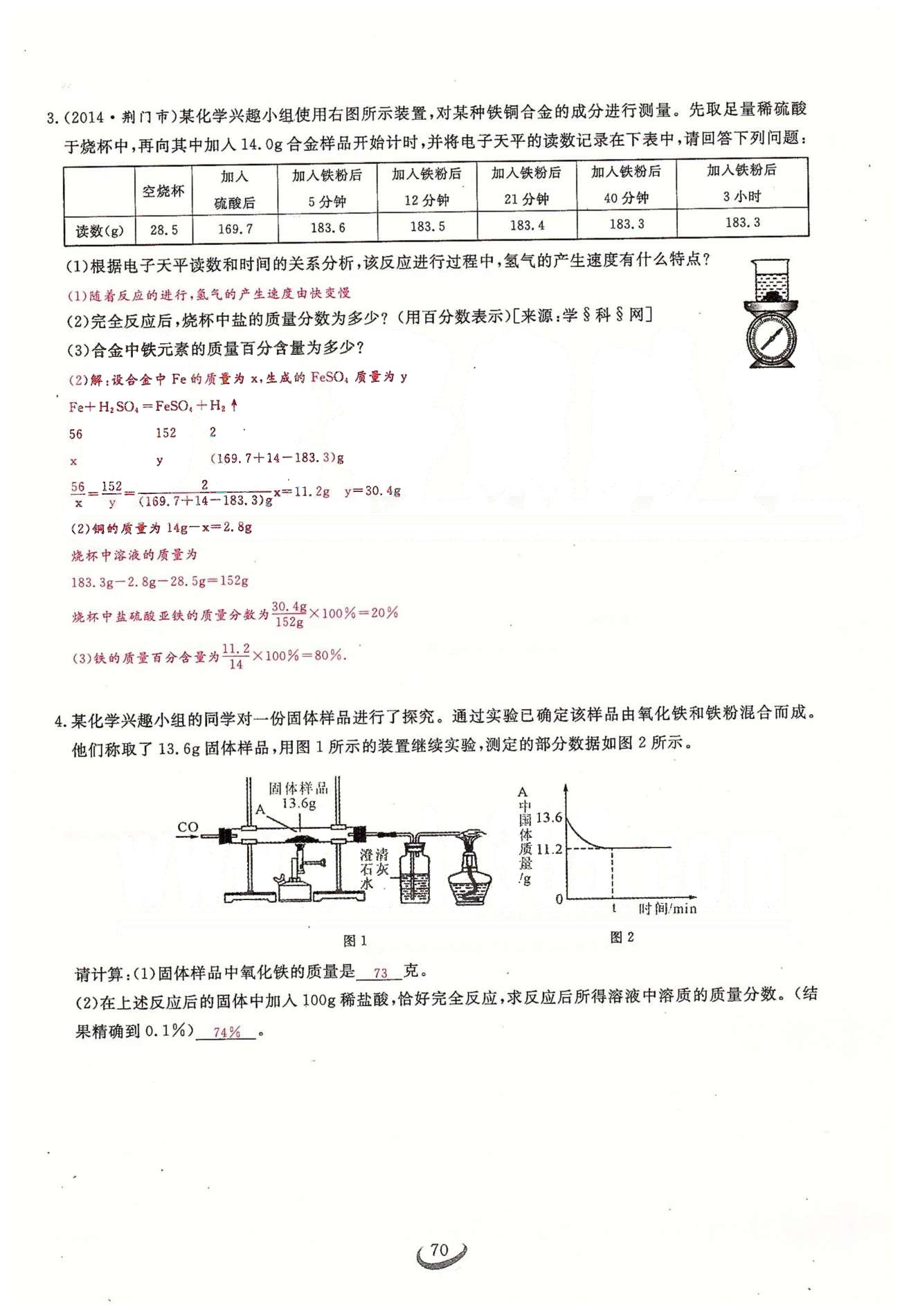 2015思维新观察课时精练九年级下化学长江少年儿童出版社 期中专题突破 [6]