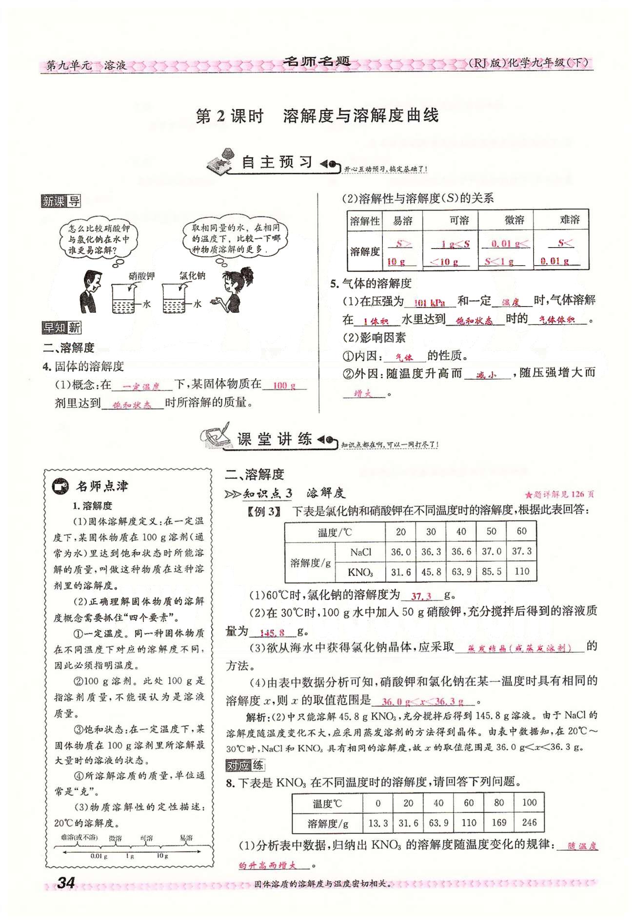 名師名題九年級(jí)下化學(xué)海南出版社 第九單元　溶液 [9]