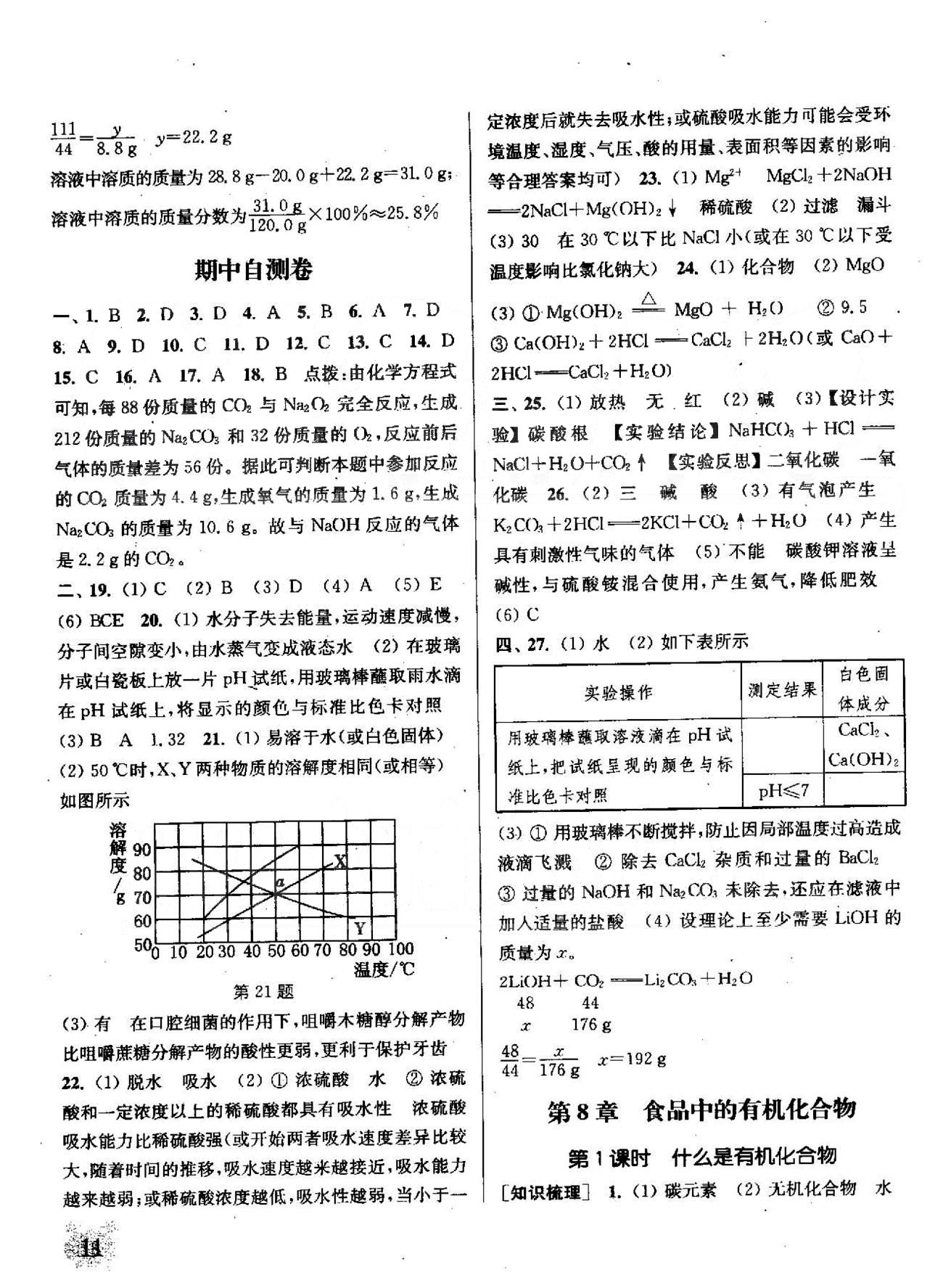 通城学典课时作业本九年级化学下册沪教版 期中自测卷 [1]