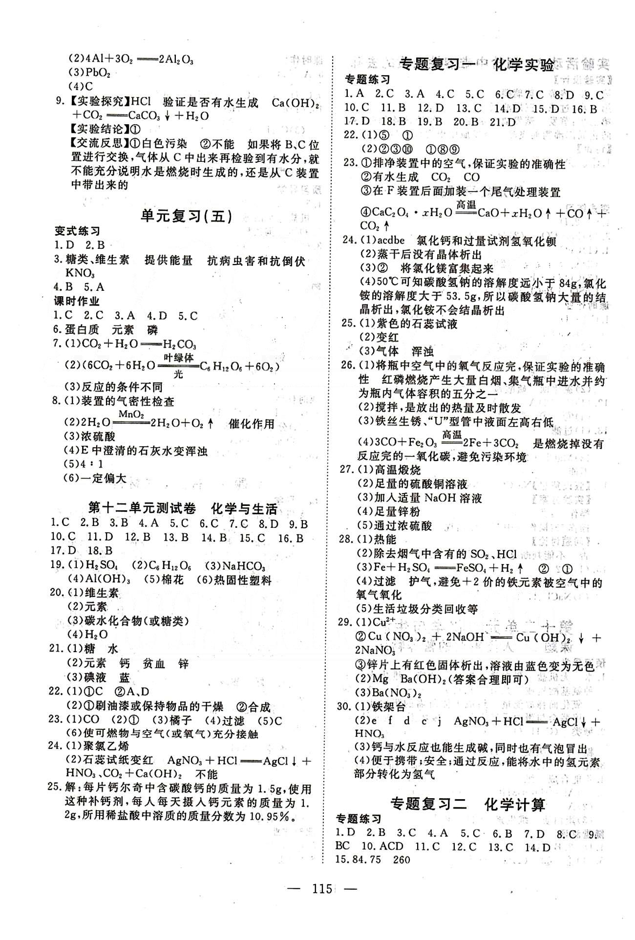 351高效課堂導(dǎo)學(xué)案九年級下化學(xué)湖北科學(xué)技術(shù)出版社 專題復(fù)習(xí) 測試卷 [1]